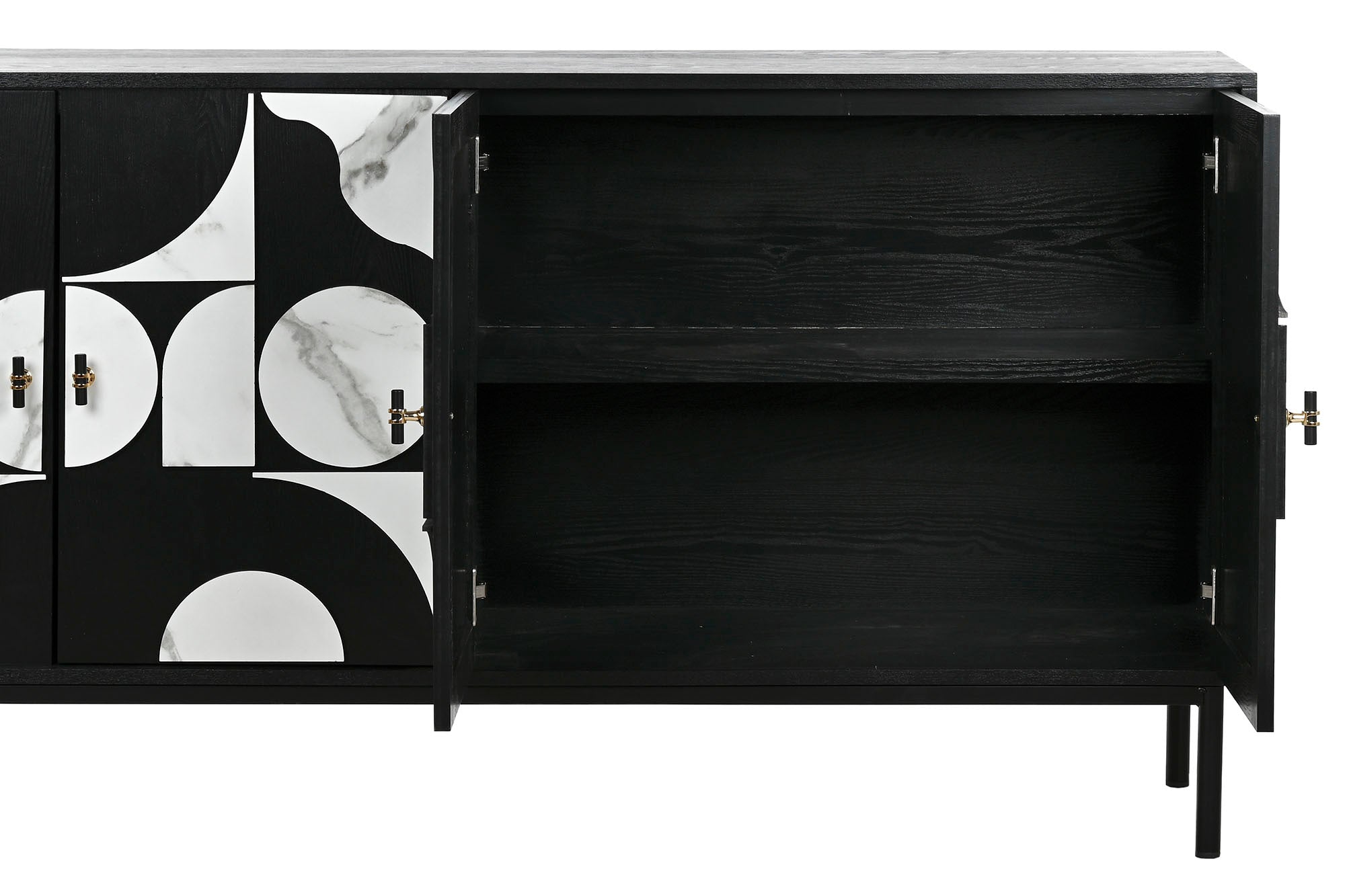 Buffet de metal em abeto 160x40x80 com aparência de mármore