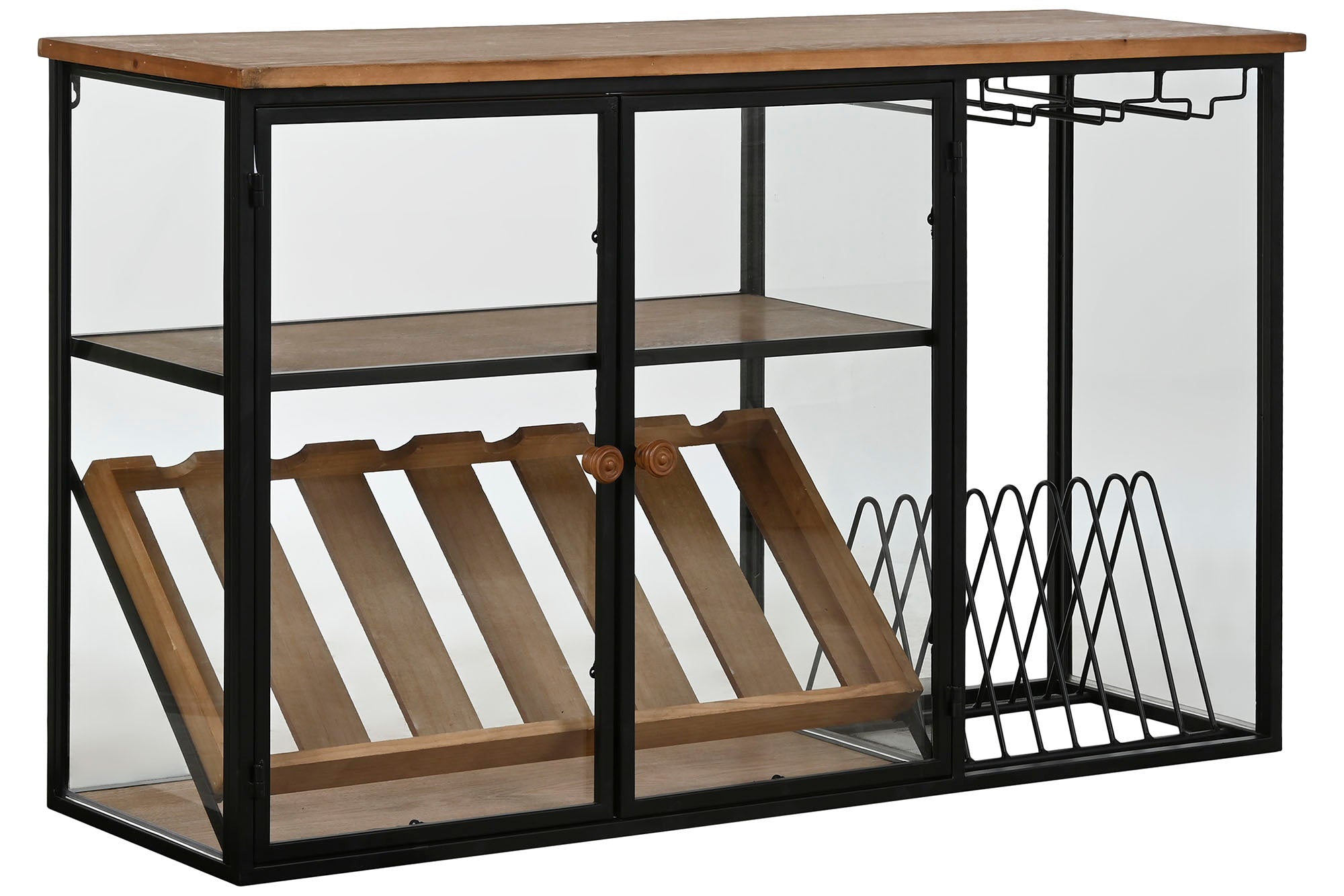 Metal Glass Bottle Rack 102X32X60 Natural Wall