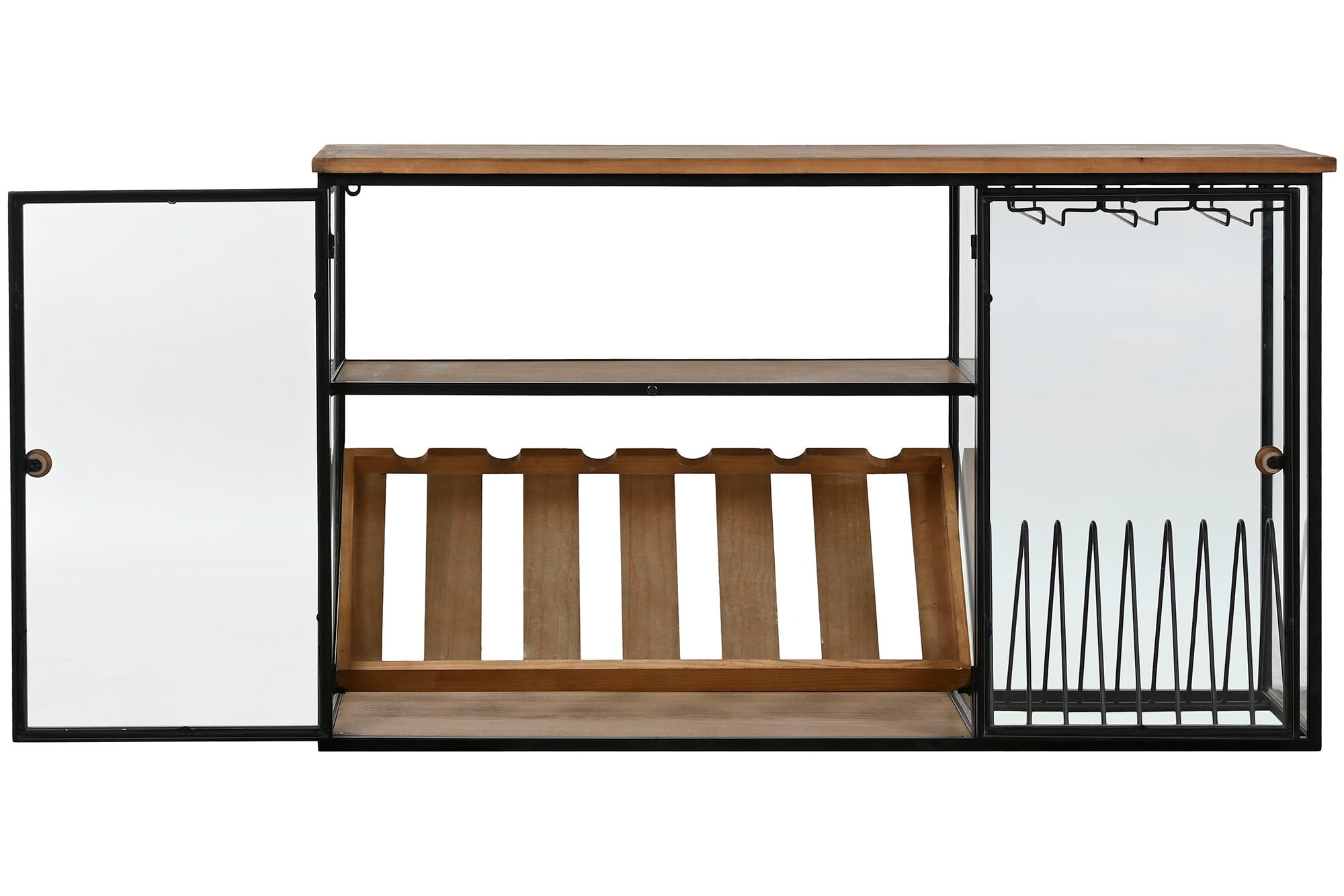 Metal Glass Bottle Rack 102X32X60 Natural Wall