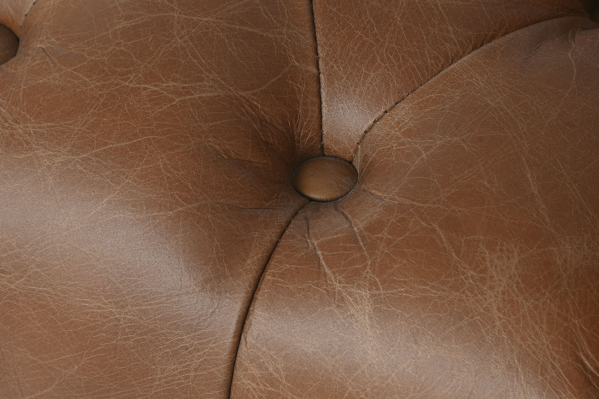 Leather Sofa Steel 209X77X74 Capitone Cognac