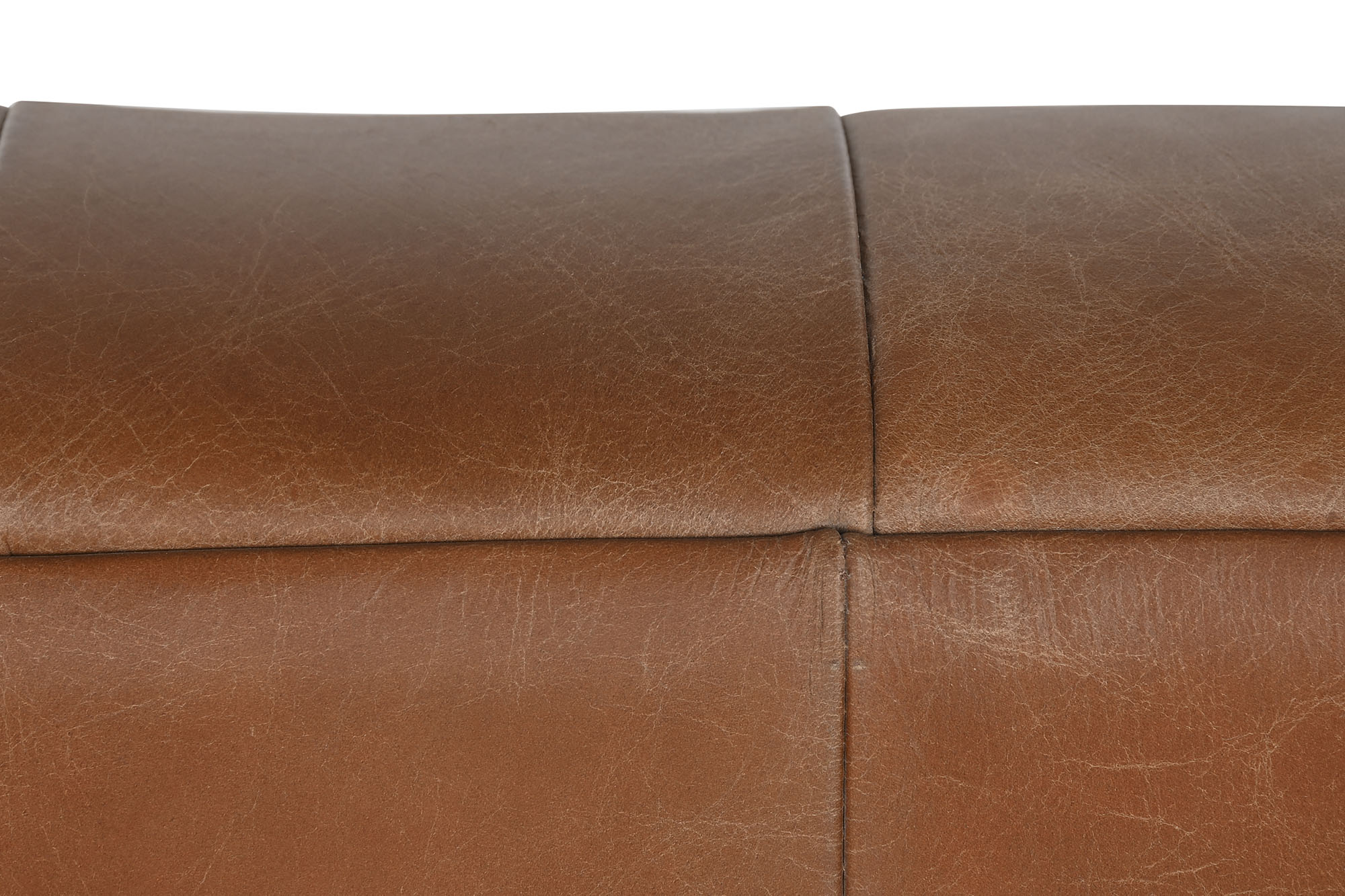 Leather Sofa Steel 209X77X74 Capitone Cognac