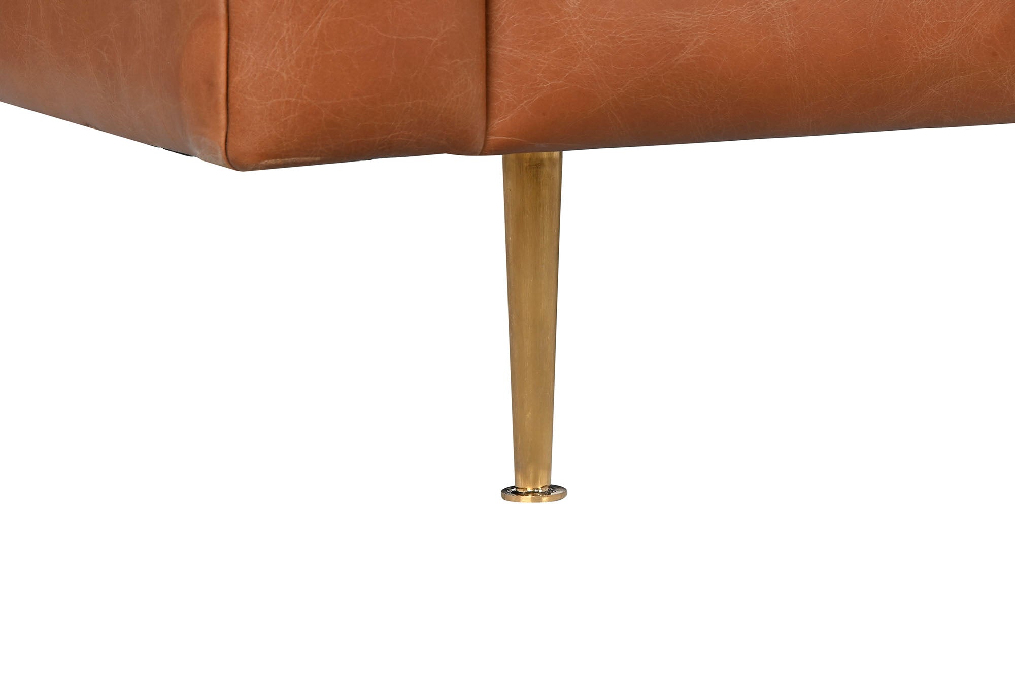 Sofá de couro em aço 209X77X74 Capitone Cognac