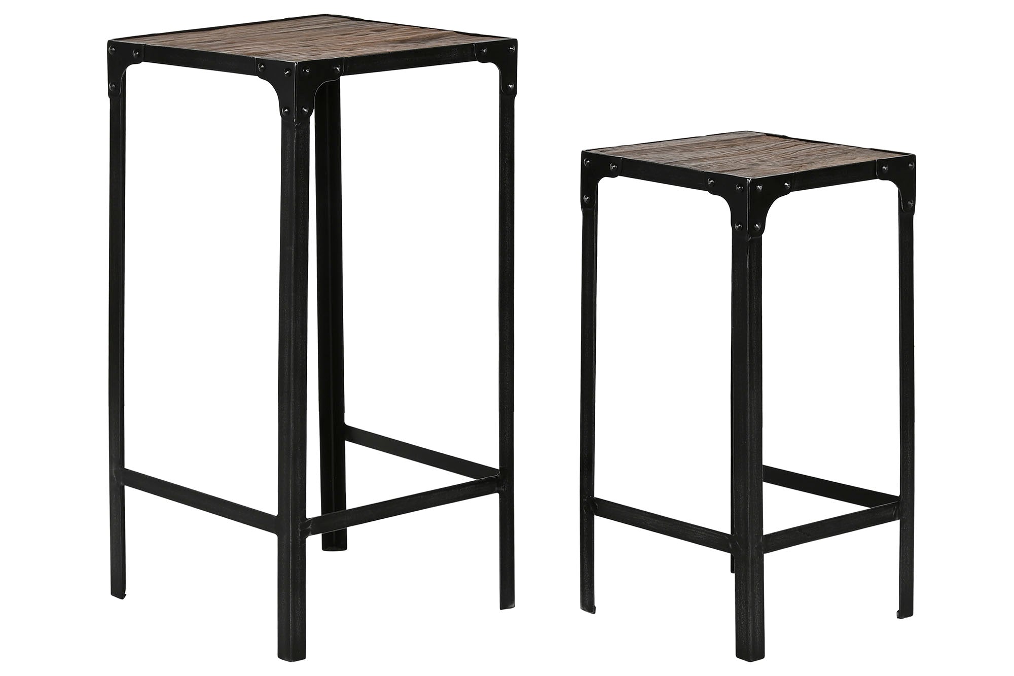 Mesita Auxiliar Set 2 Hierro 38X38X75 Reciclada