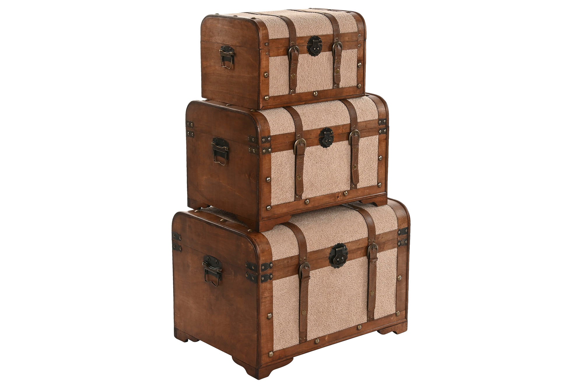 Baul Set 3 Madera Poliester 60X43,5X42 Borreguito