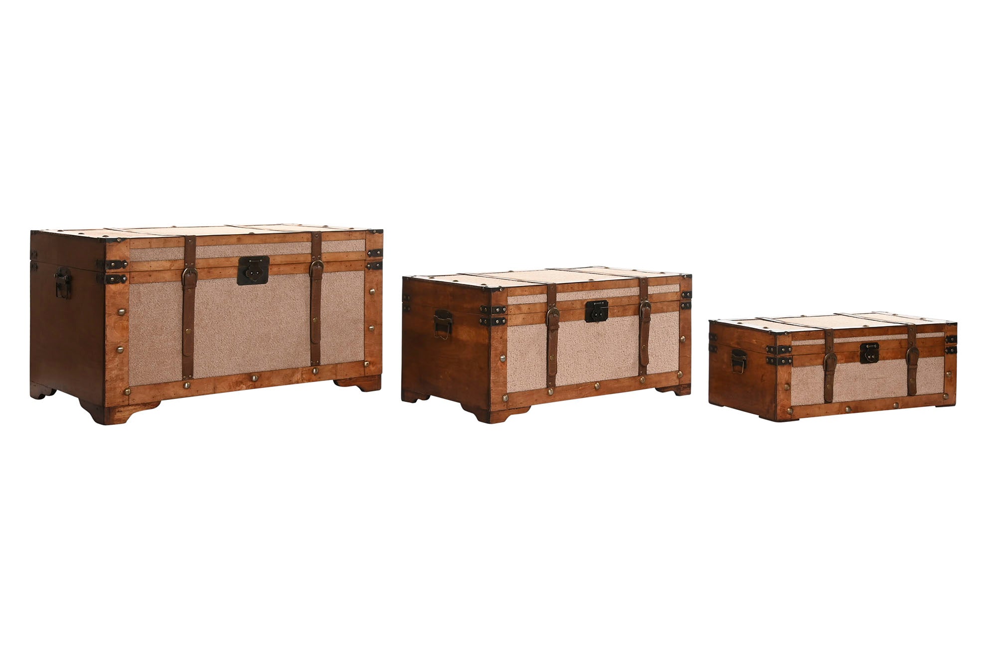 Baul Set 3 Madera Poliester 80X49X45 Borreguito