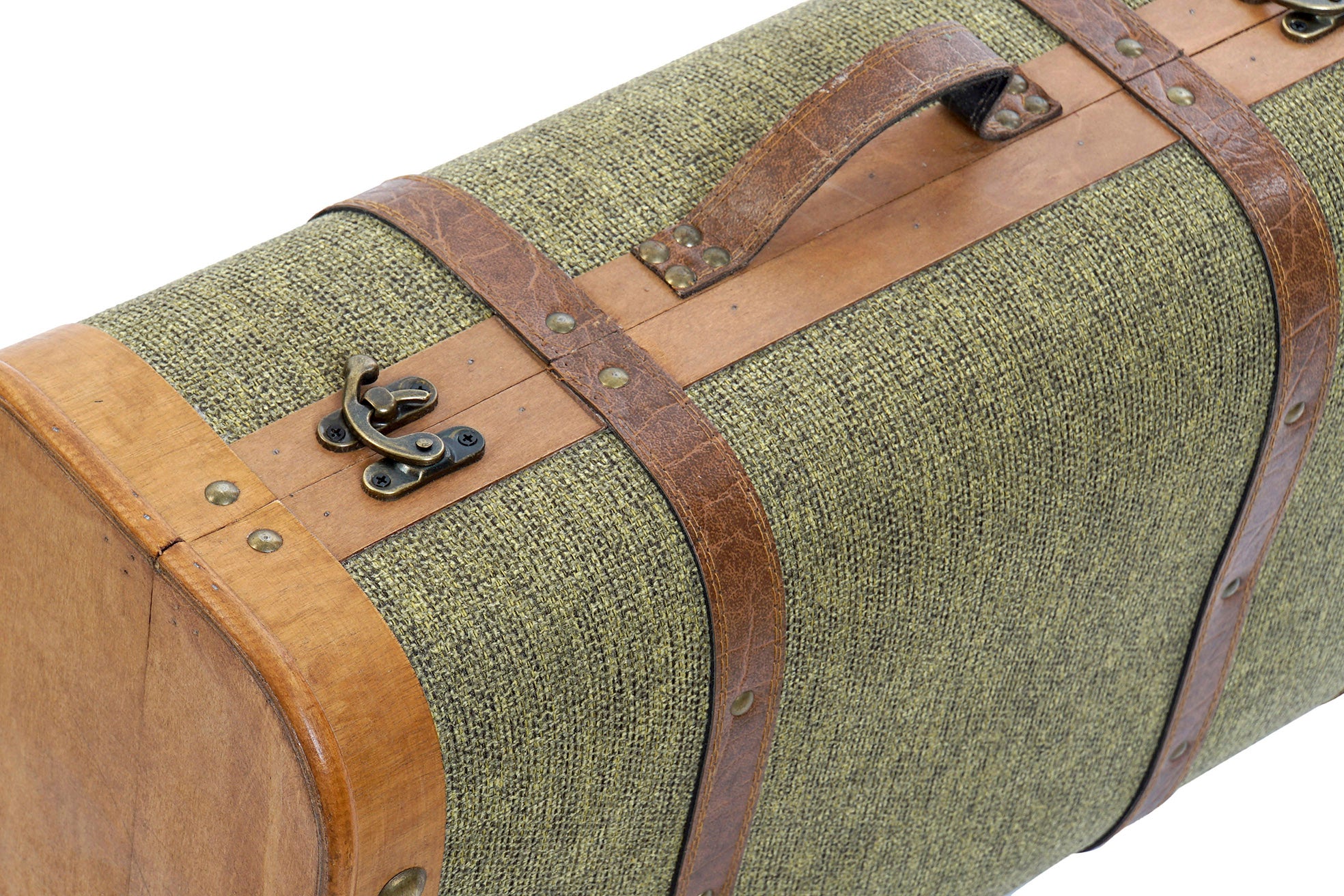 Baul Set 2 Madera Lienzo 60X24X38 Verde