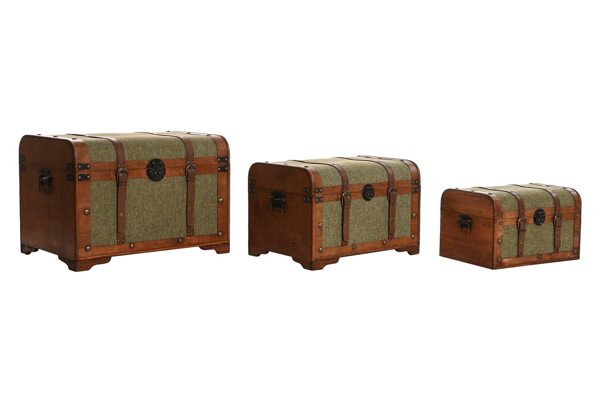 Baul Set 3 Madera Lienzo 60X43,5X42 10,00 Verde