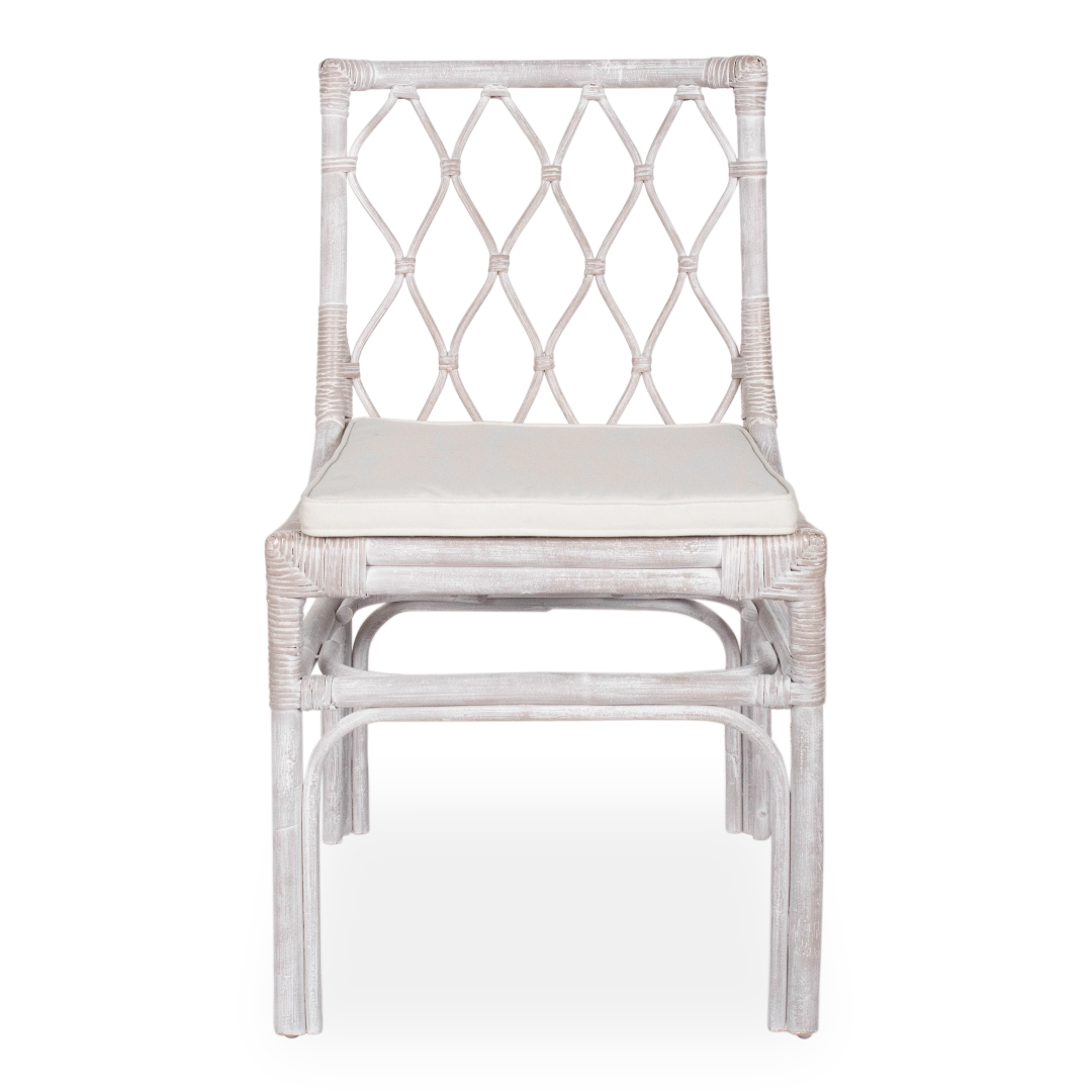 Rattan Chair 50x56x85 With White Decape Cushion
