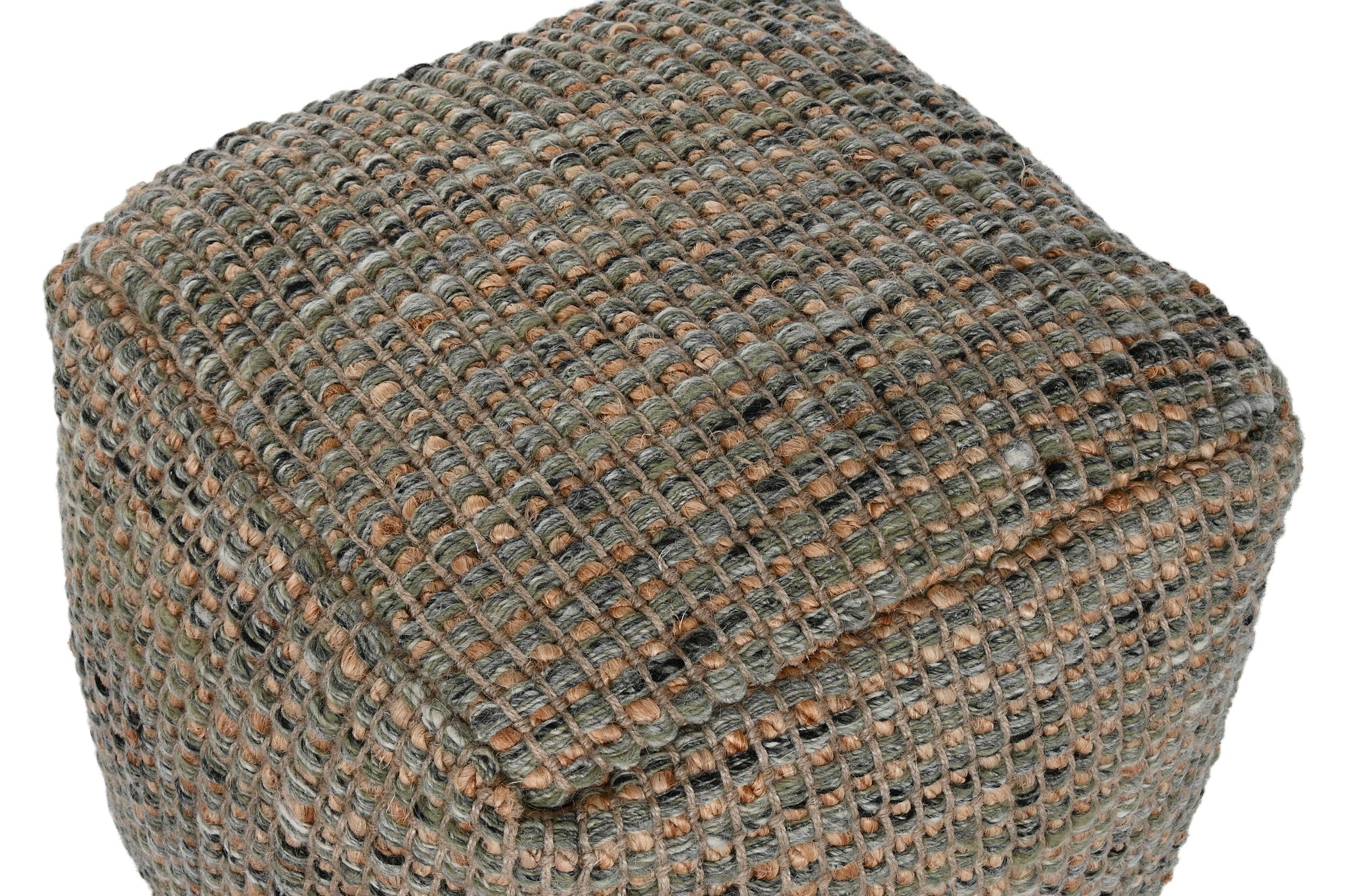 Jute Wool Footstool 45X45X45 Hand Woven