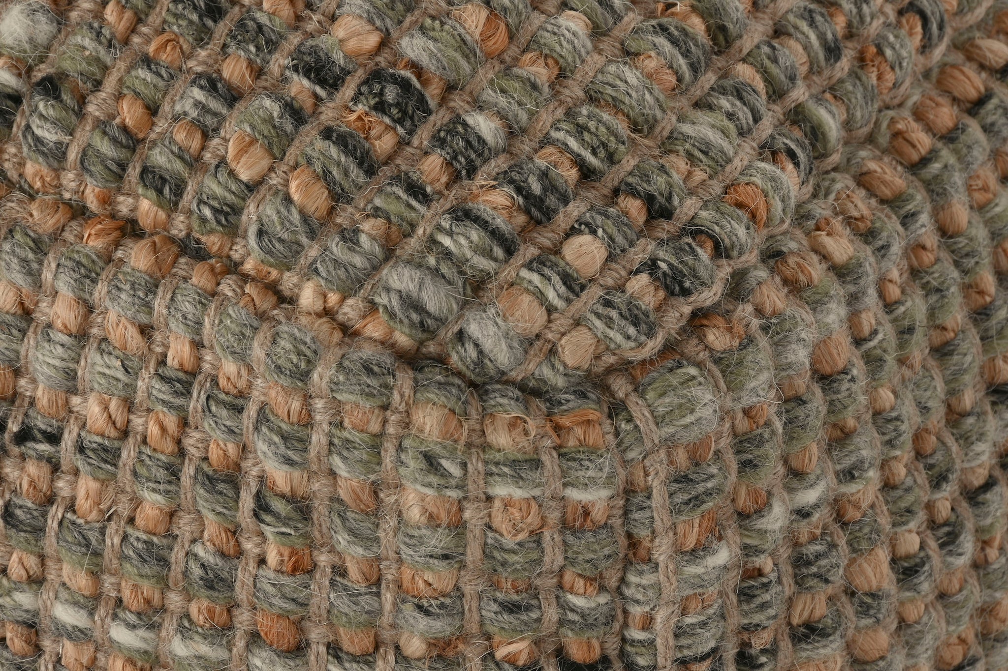 Jute Wool Footstool 45X45X45 Hand Woven
