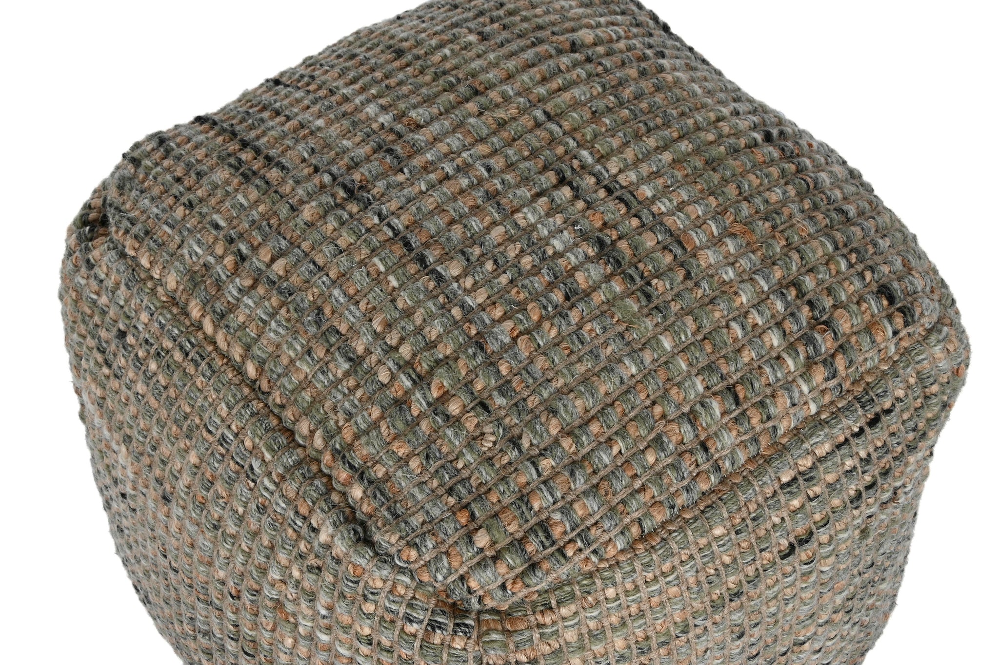 Wool Cotton Footstool 45X45X45 Hand Woven