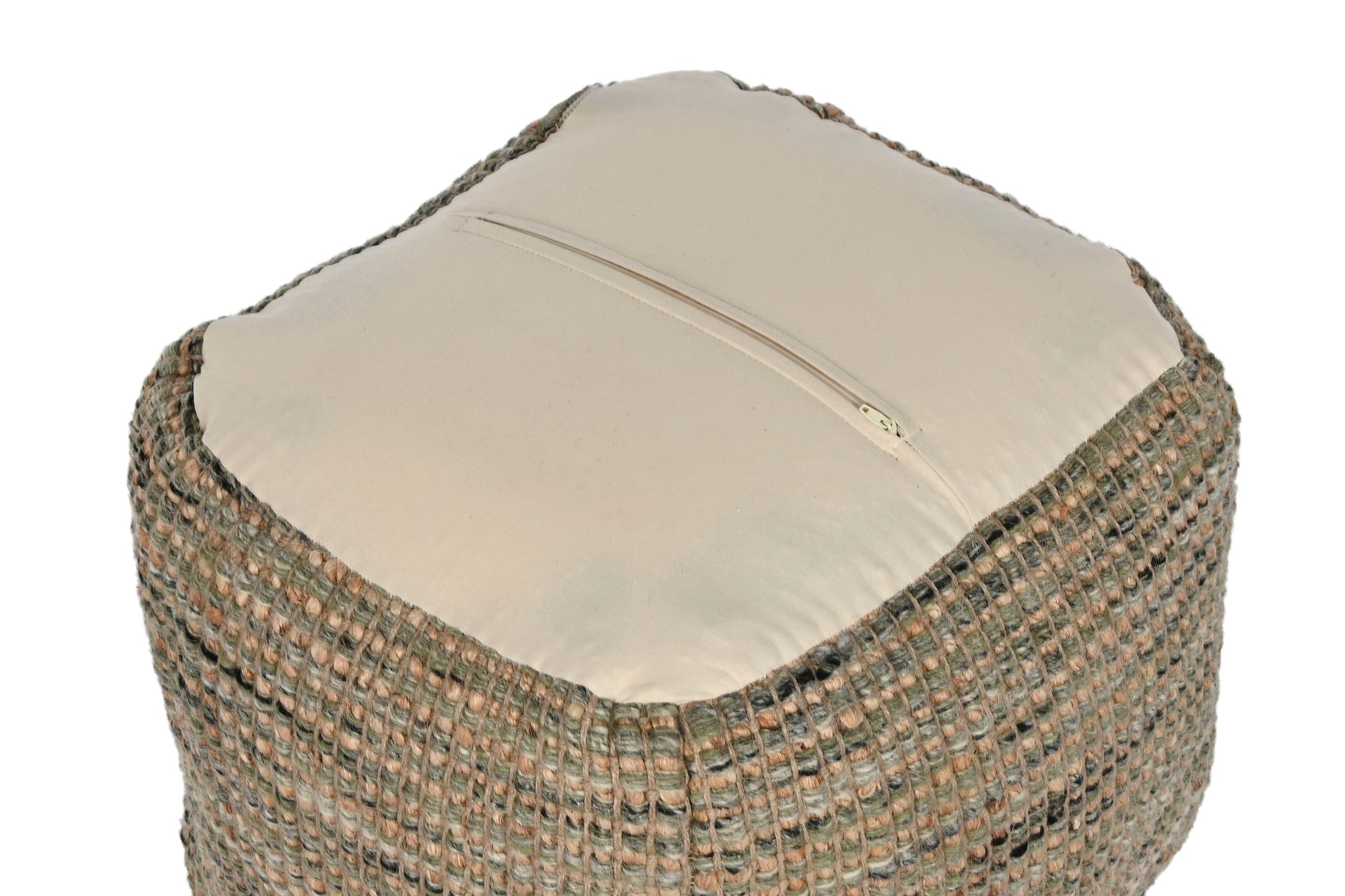 Wool Cotton Footstool 45X45X45 Hand Woven