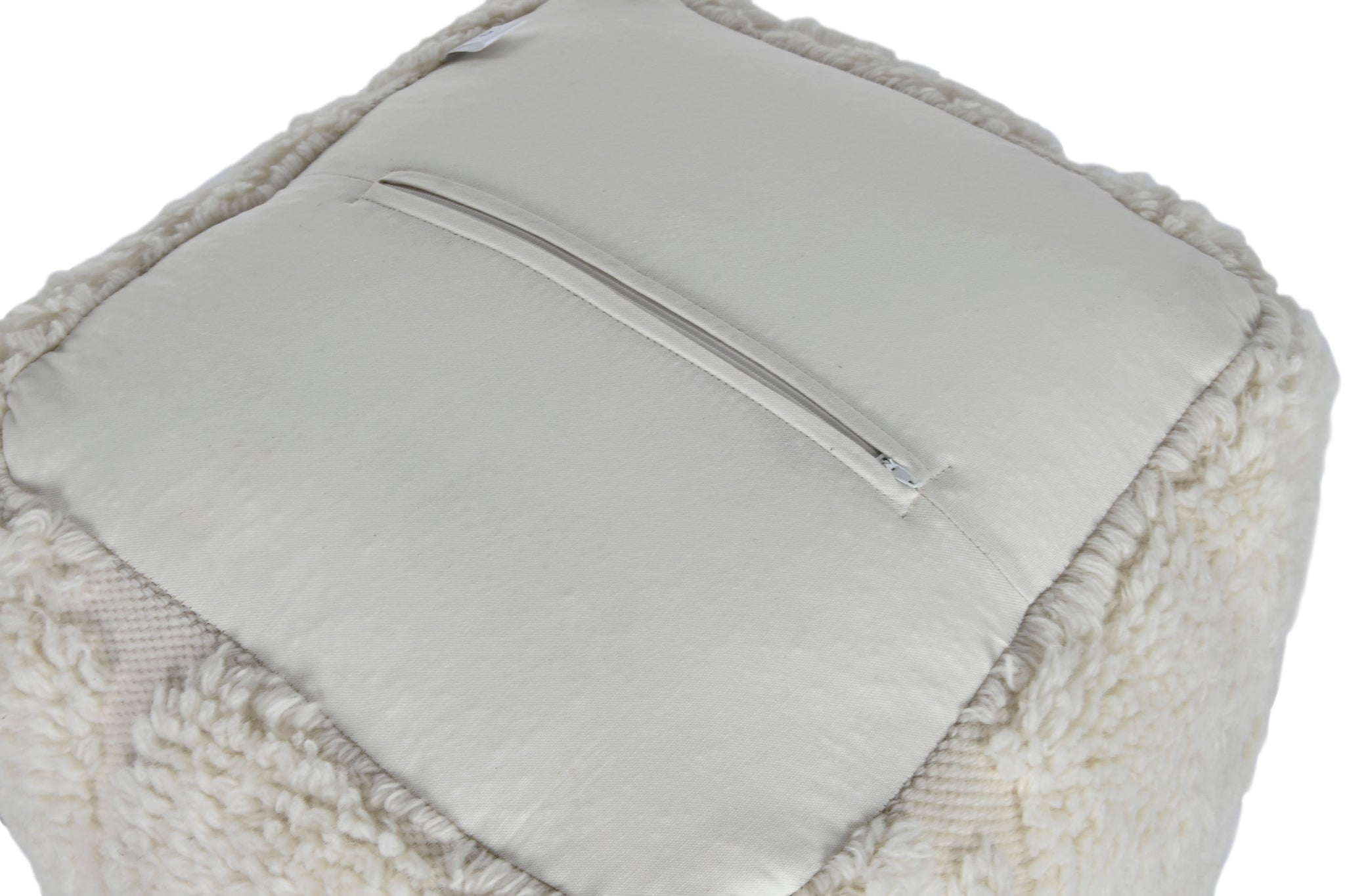 Wool Cotton Footstool 45X45X45 Raw Relief