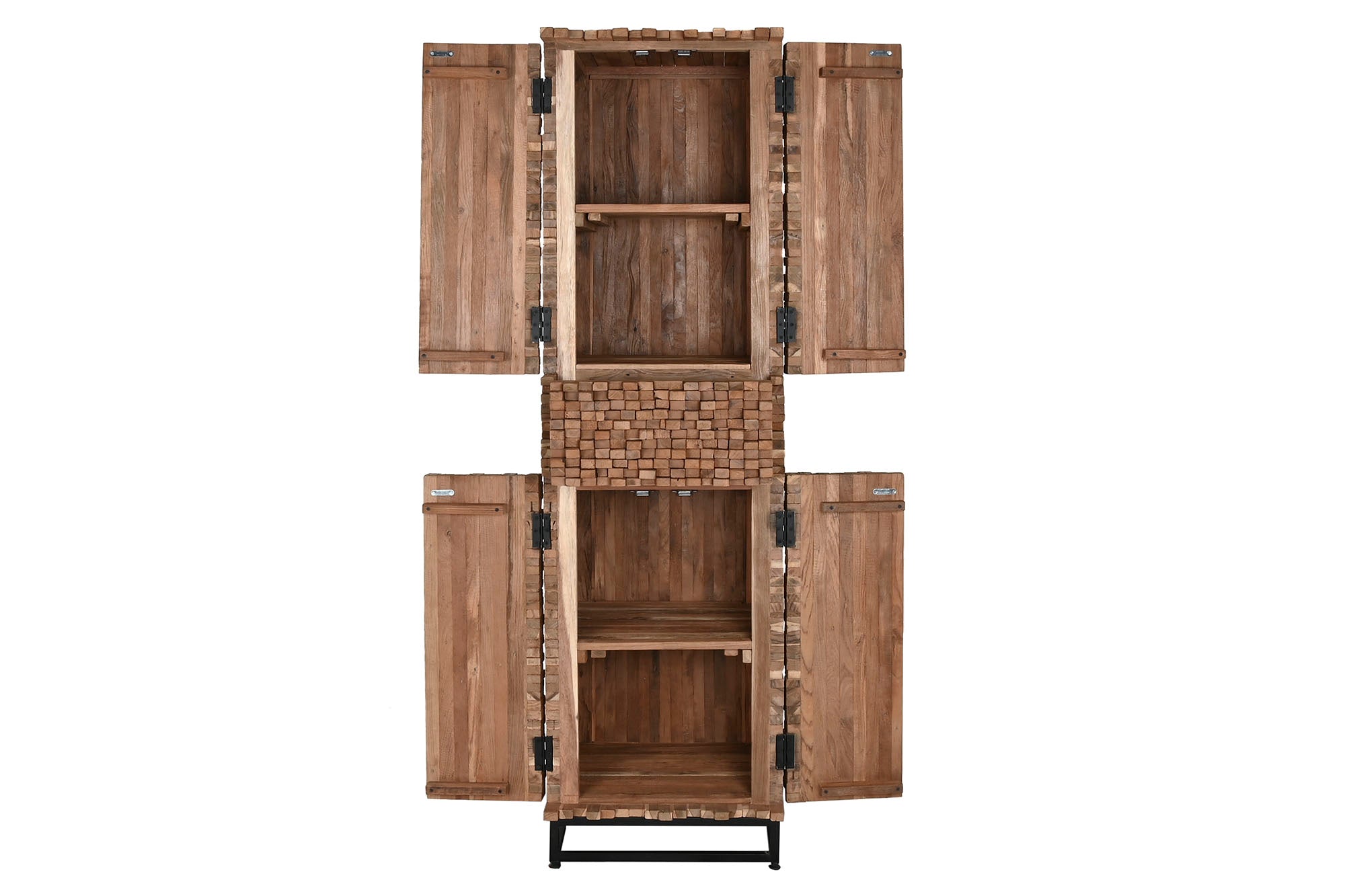 Guarda-roupa de teca reciclada 50x45x180 2 portas 1 gaveta