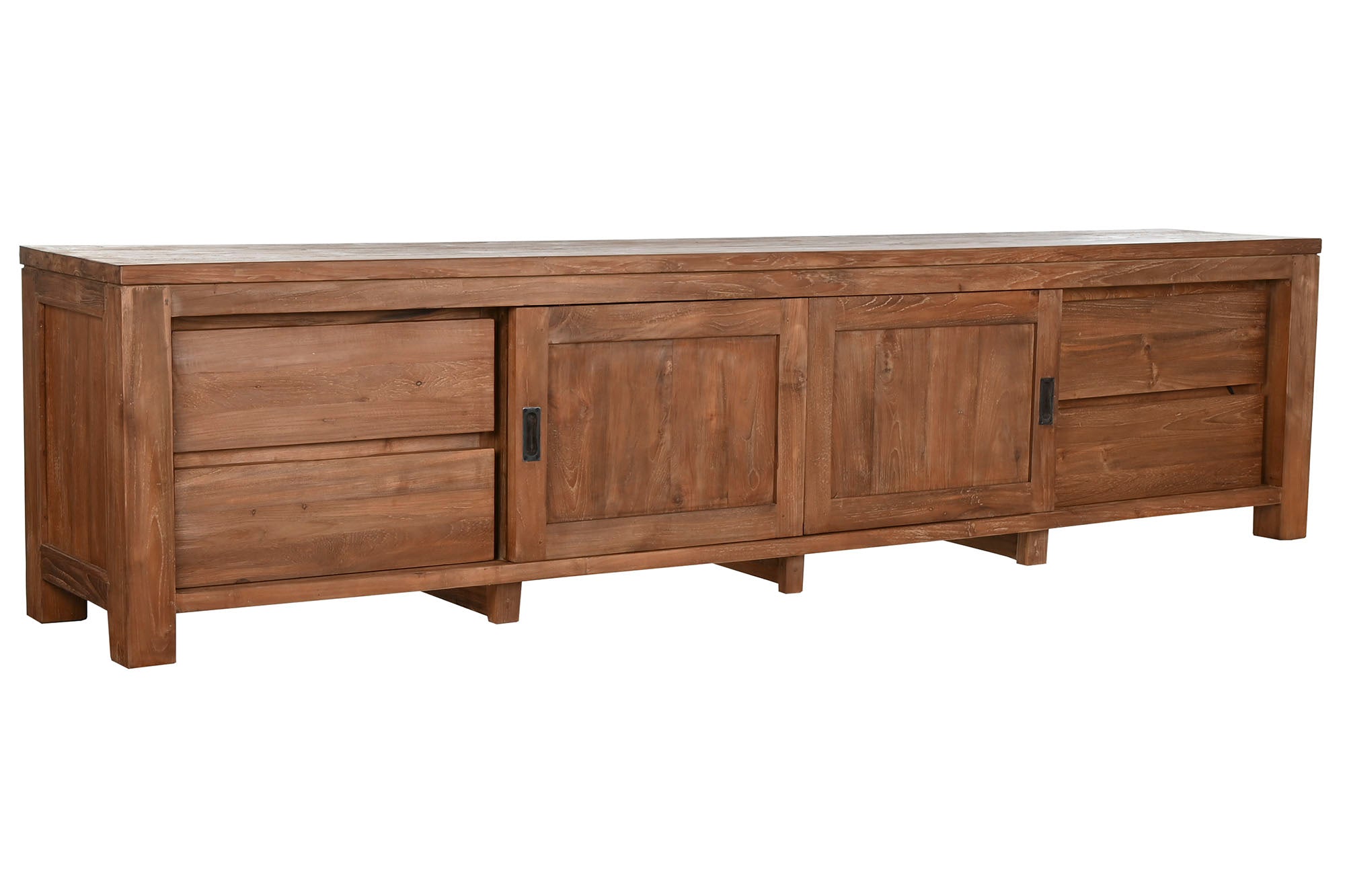 Mueble Tv Teca Reciclada 250X45X60 2 Purt 4 Caj