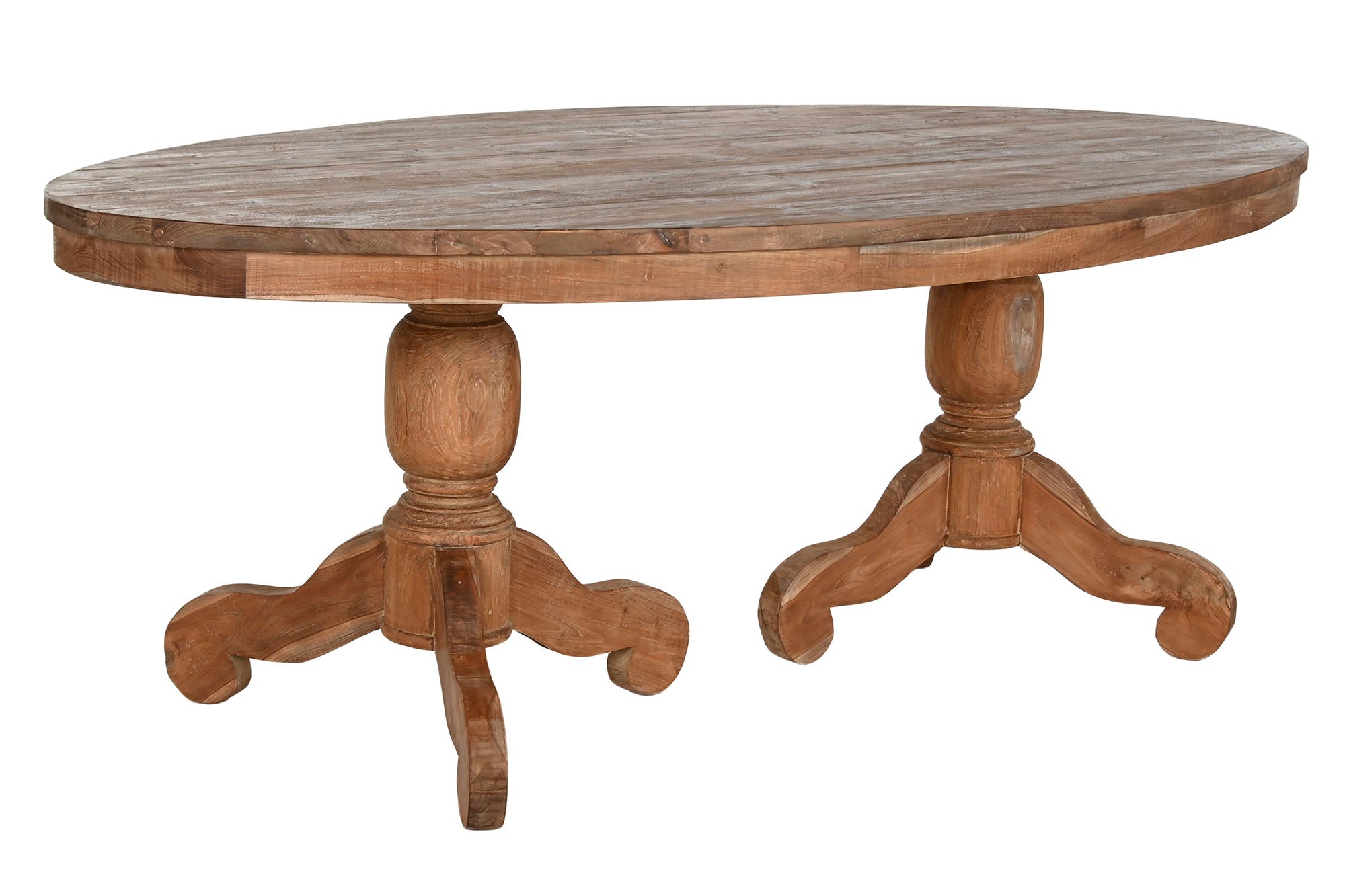 Mesa de Jantar em Teca 220x110x78 com Suporte Duplo Natural
