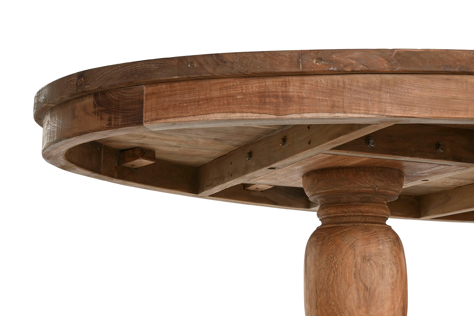 Mesa de Jantar em Teca 220x110x78 com Suporte Duplo Natural