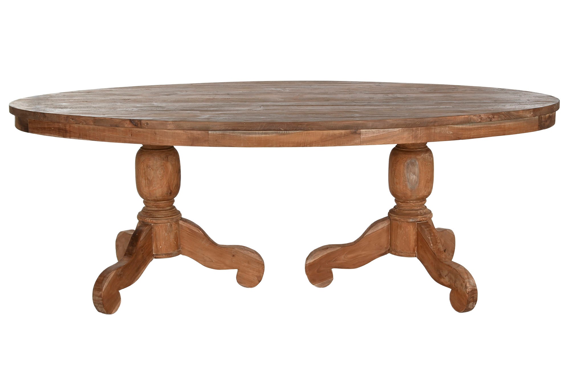 Mesa Comedor Teca 220X110X78 Doble Soporte Natural