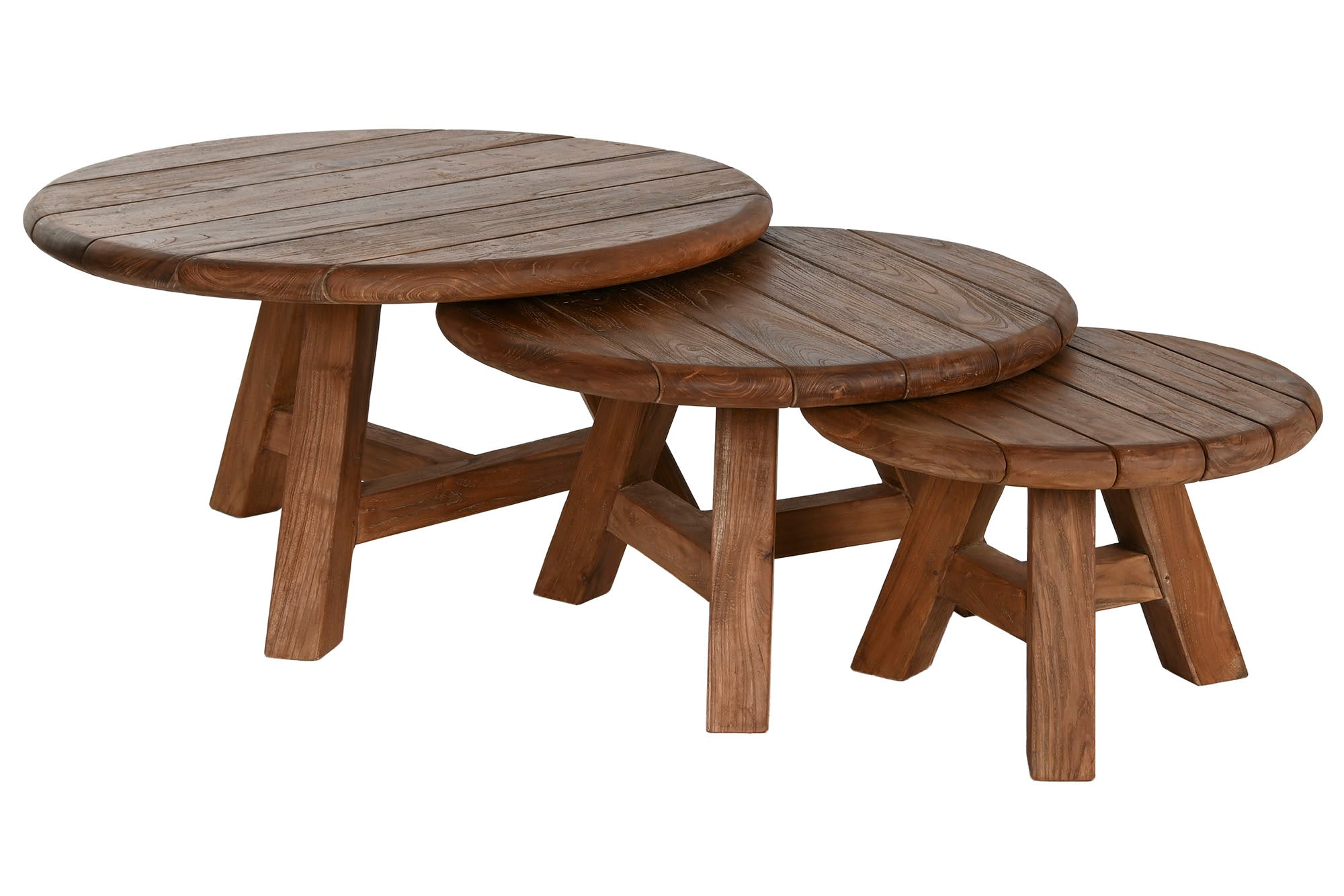 Mesa Centro Set 3 Teca Reciclada 80X80X45