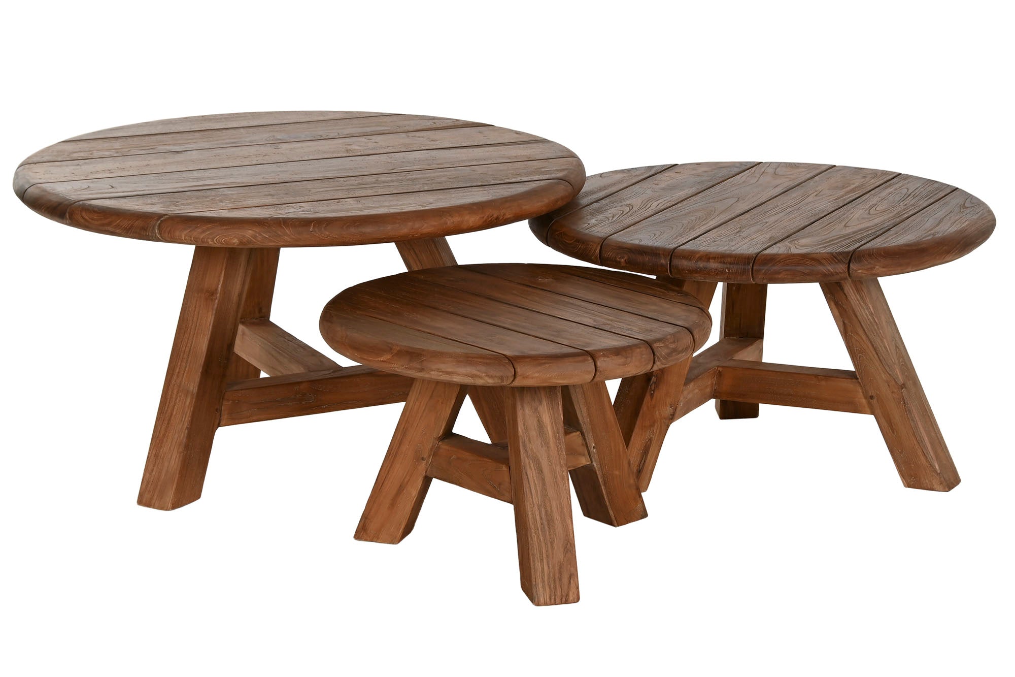 Mesa Centro Set 3 Teca Reciclada 80X80X45