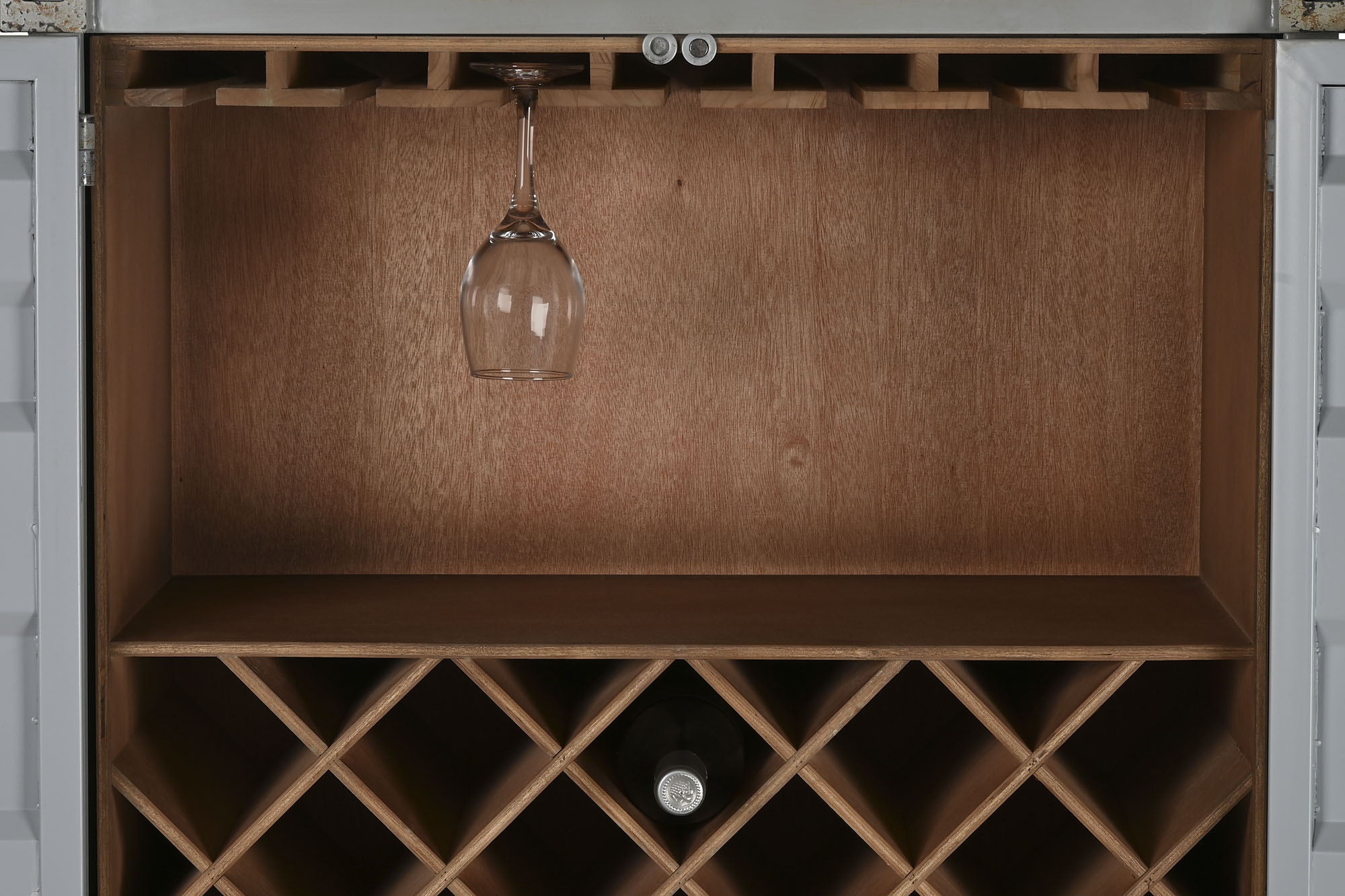 Botellero Metal Mdf 76,5X41X157,5 Container Gris
