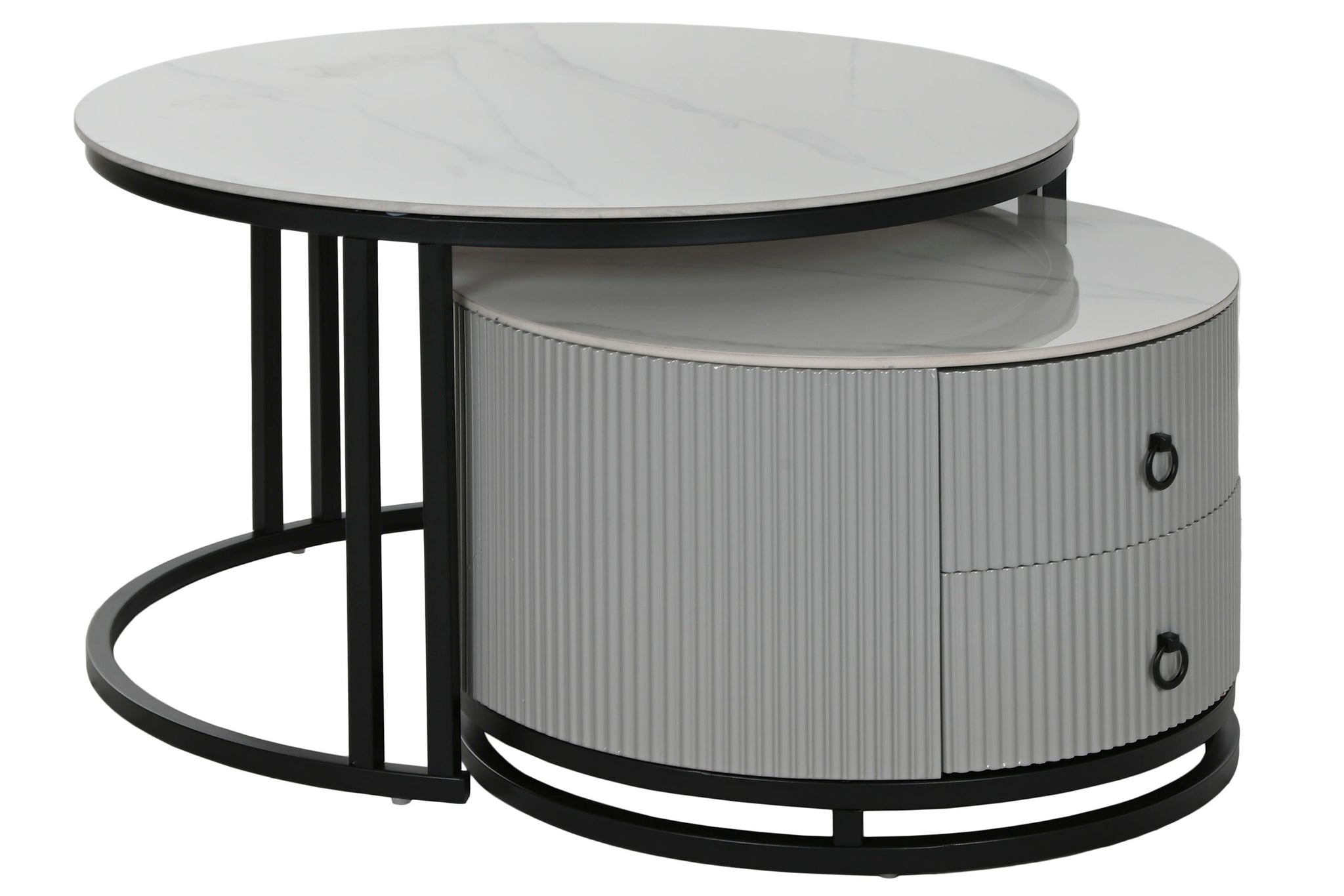 Mesa Centro Set 2 Piedra Sinterizada 80X80X45