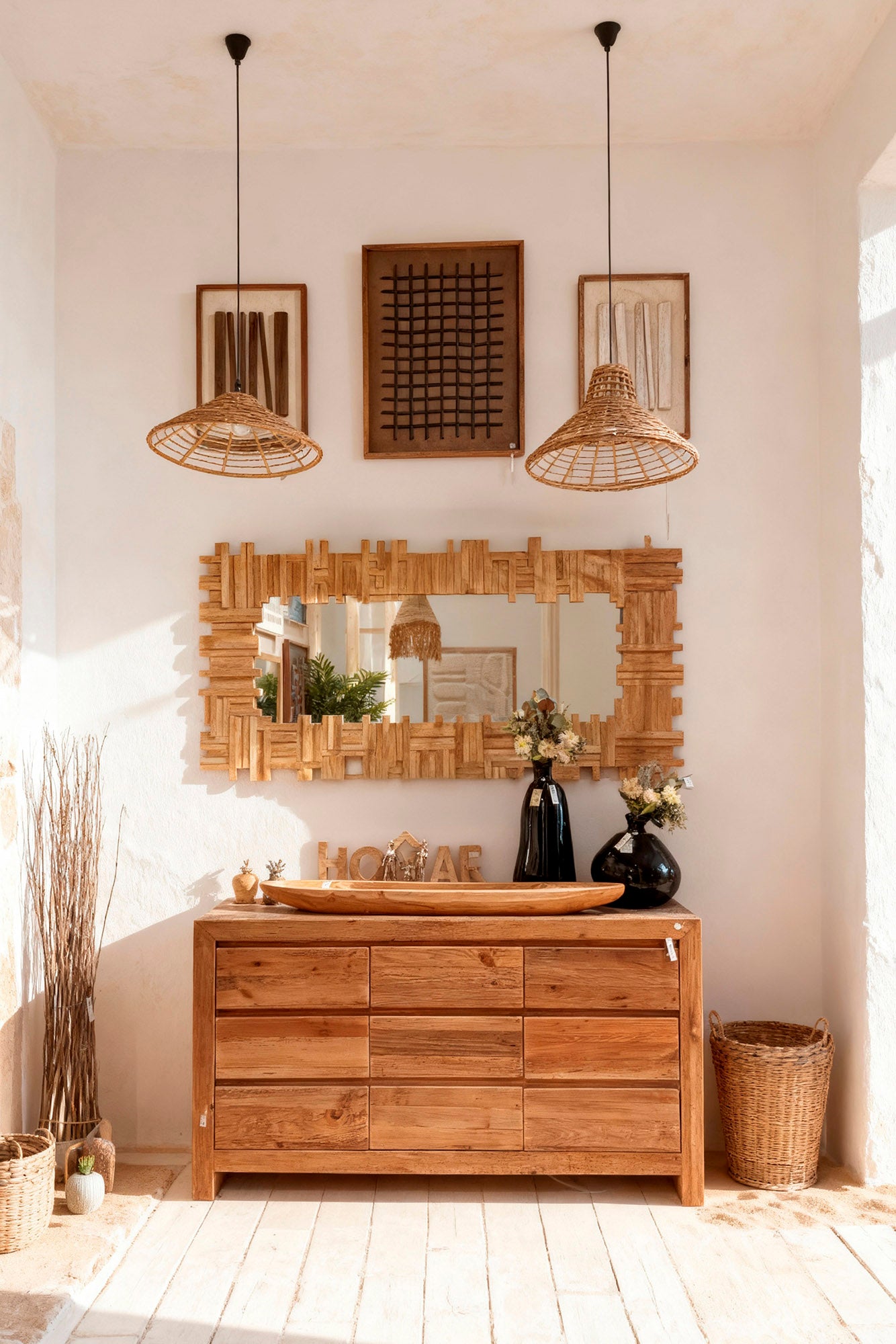 Comoda Madera Reciclada Pino 161X48X90 Natural