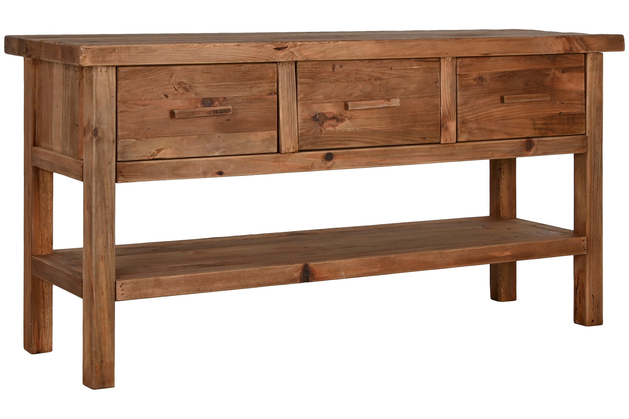 Console de madeira de pinho reciclada 160X48X80 Natural