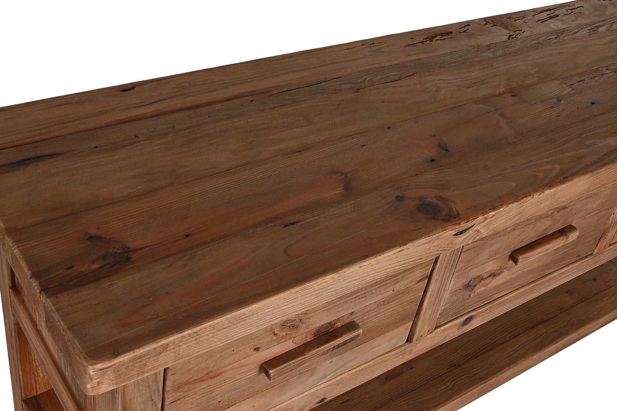 Console de madeira de pinho reciclada 160X48X80 Natural