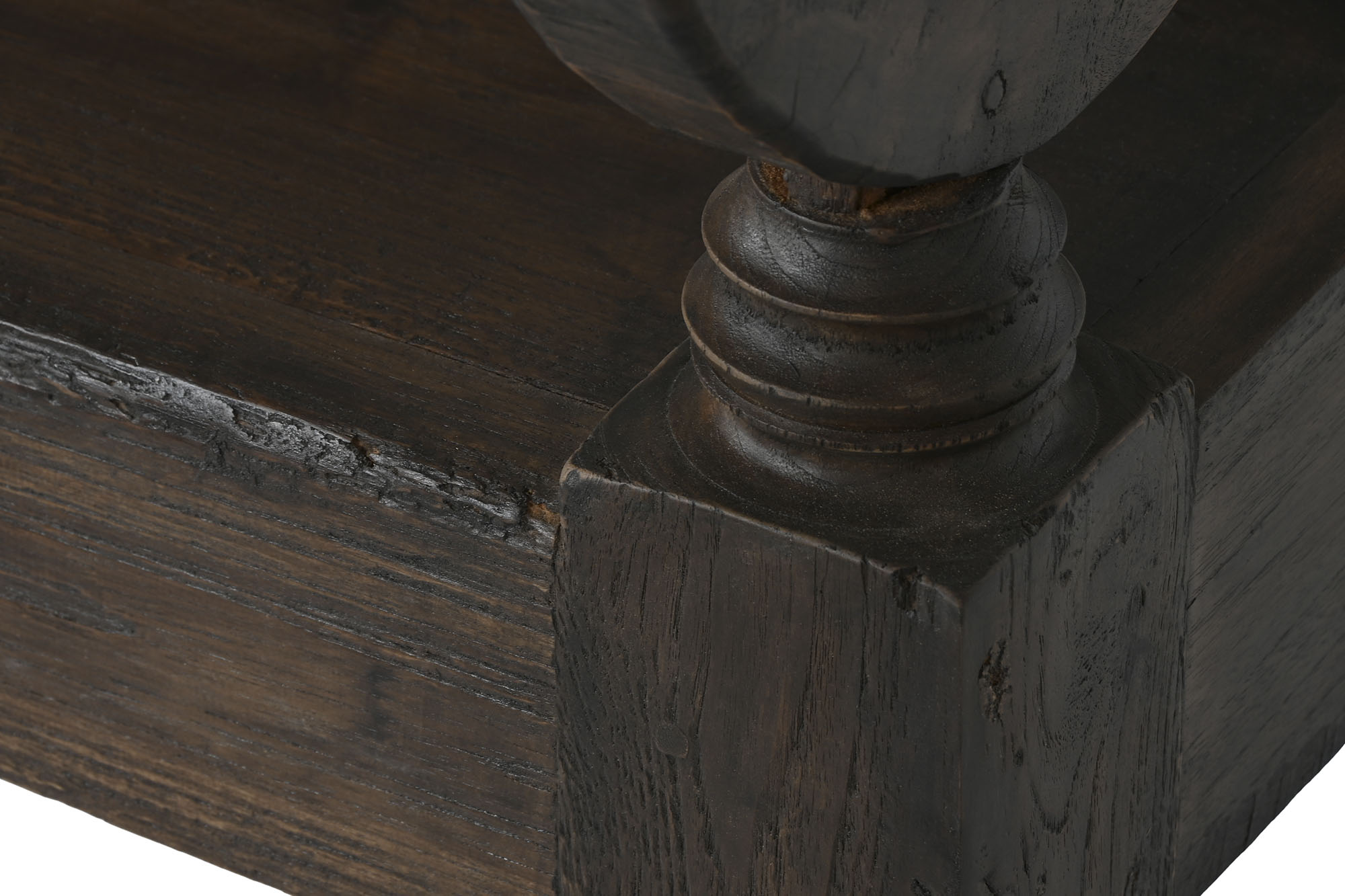 Banco Teca Maciza 196X60X82 Tallado Marron Oscuro