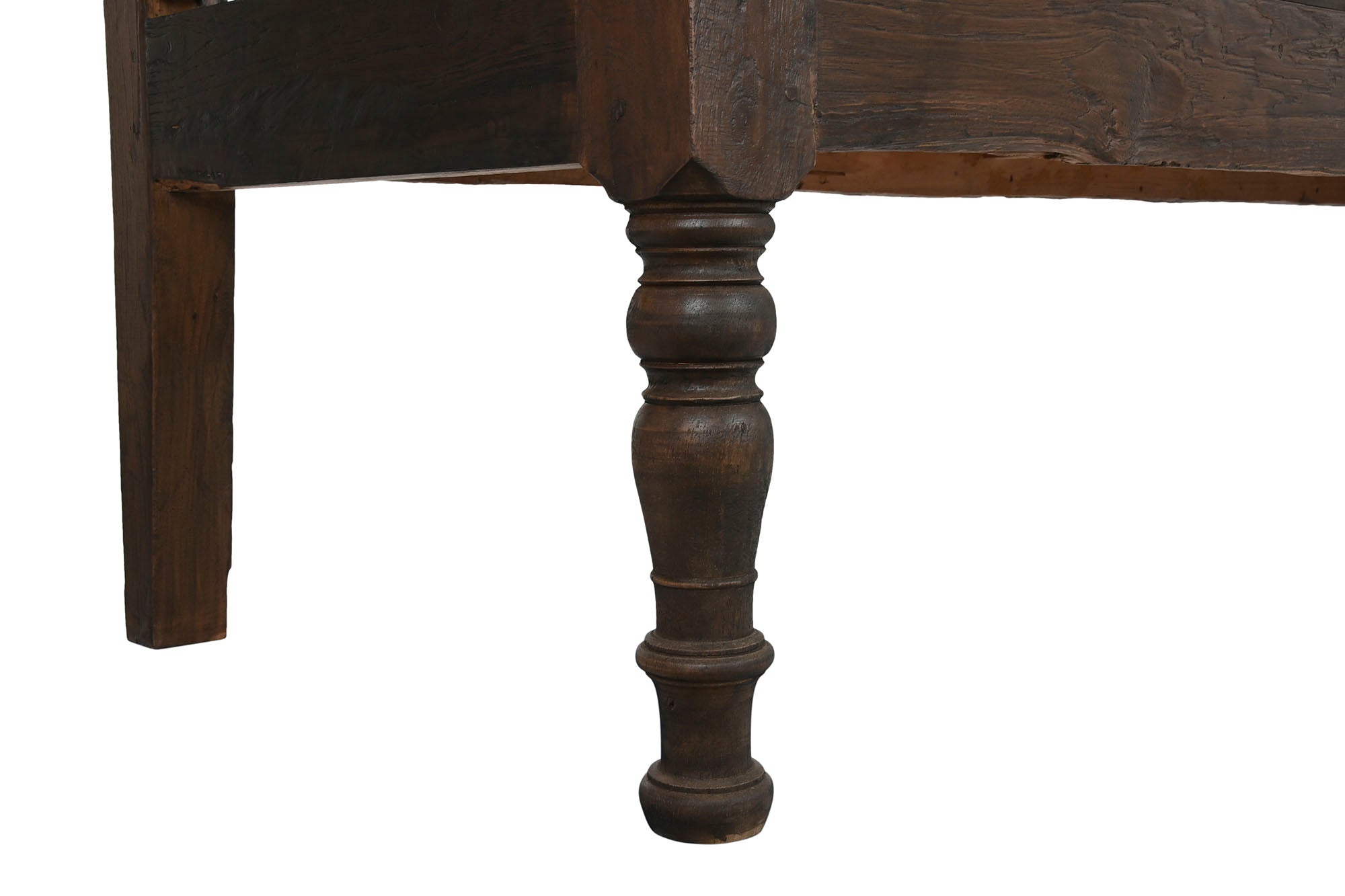 Banco Teca Maciza 196X60X82 Tallado Marron Oscuro