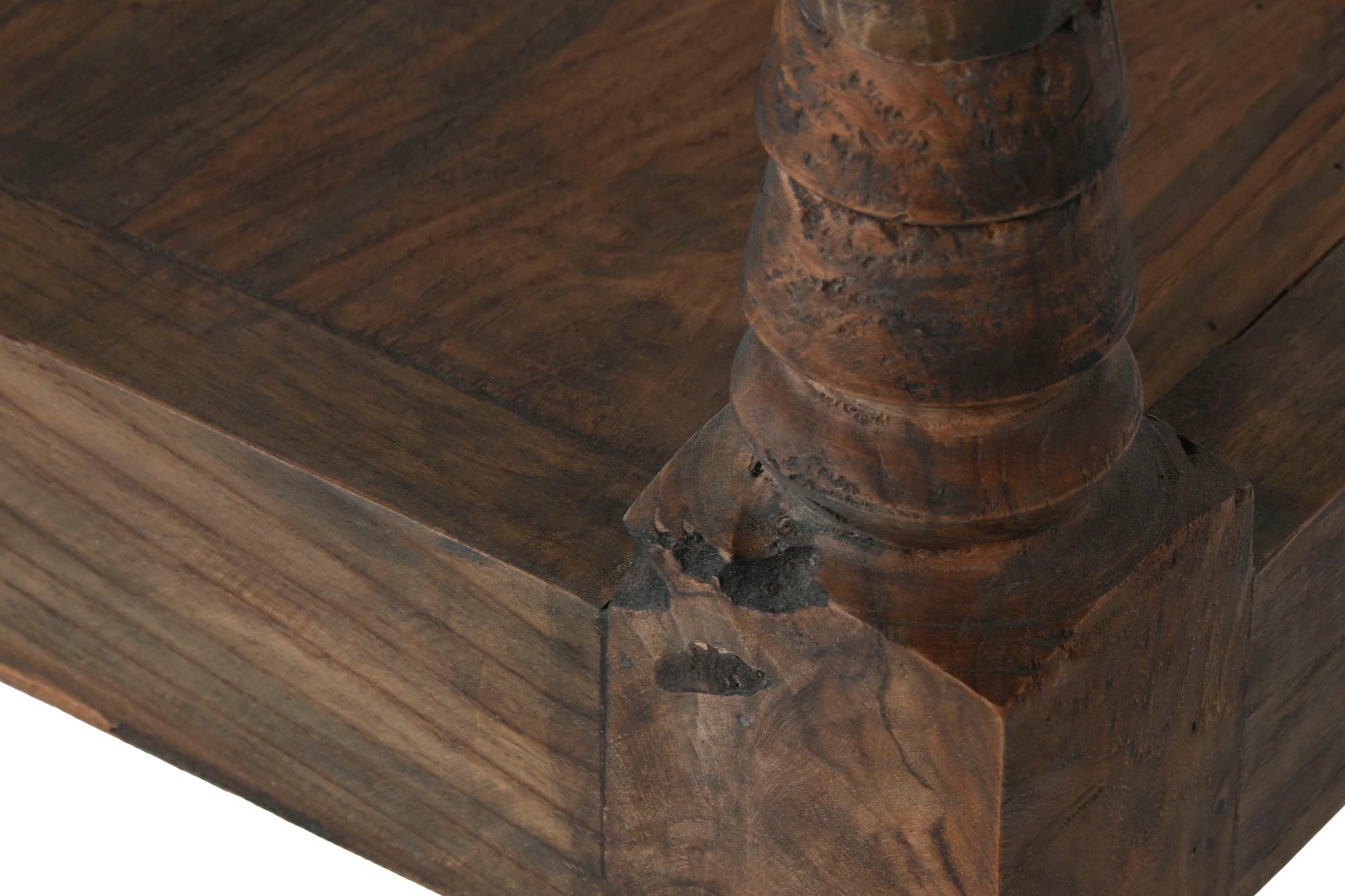 Banco Teca Maciza 189X70X75 Tallado Marron Oscuro