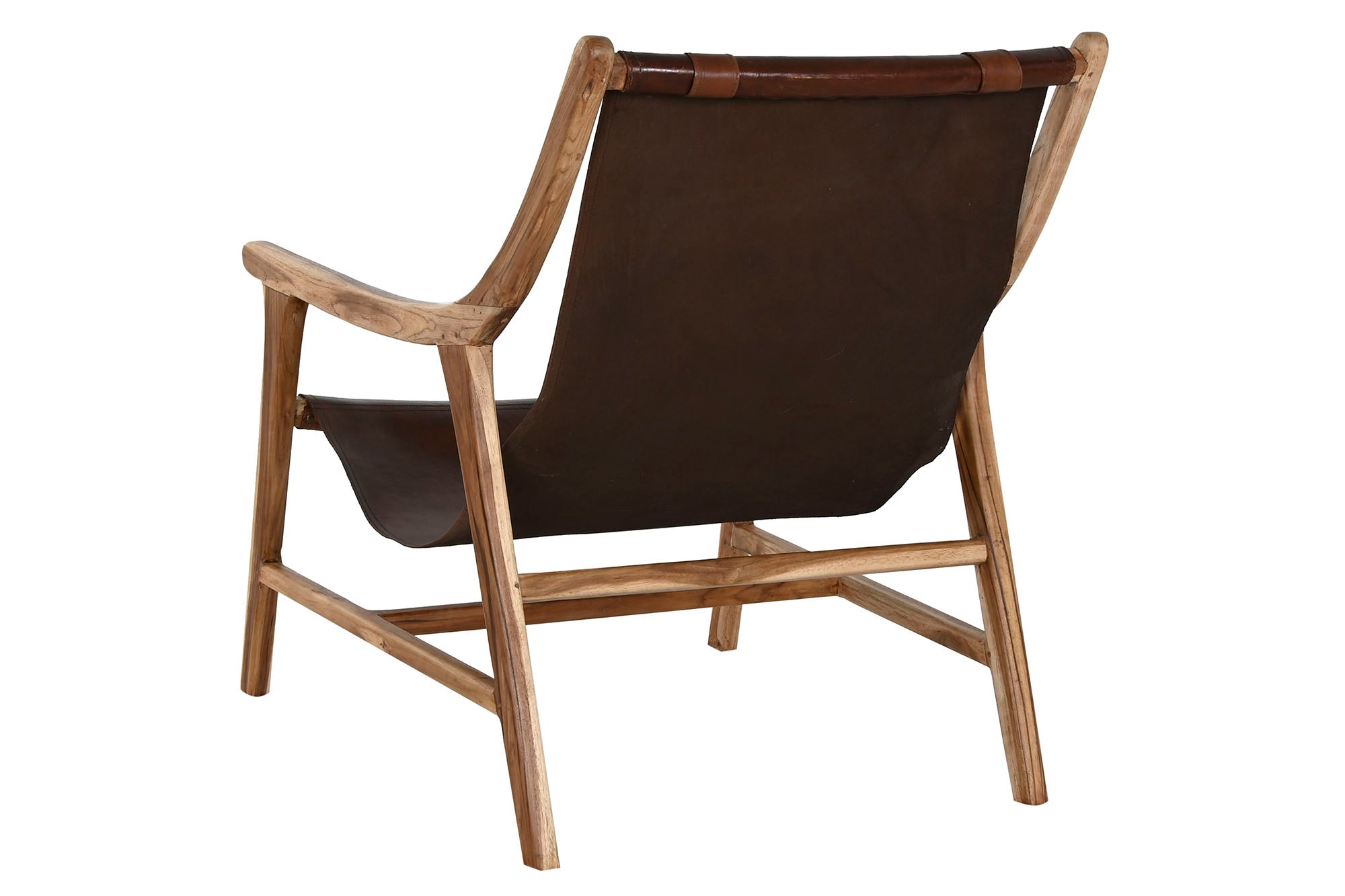 Poltrona de couro de teca 68x86x86 com apoio de cabeça