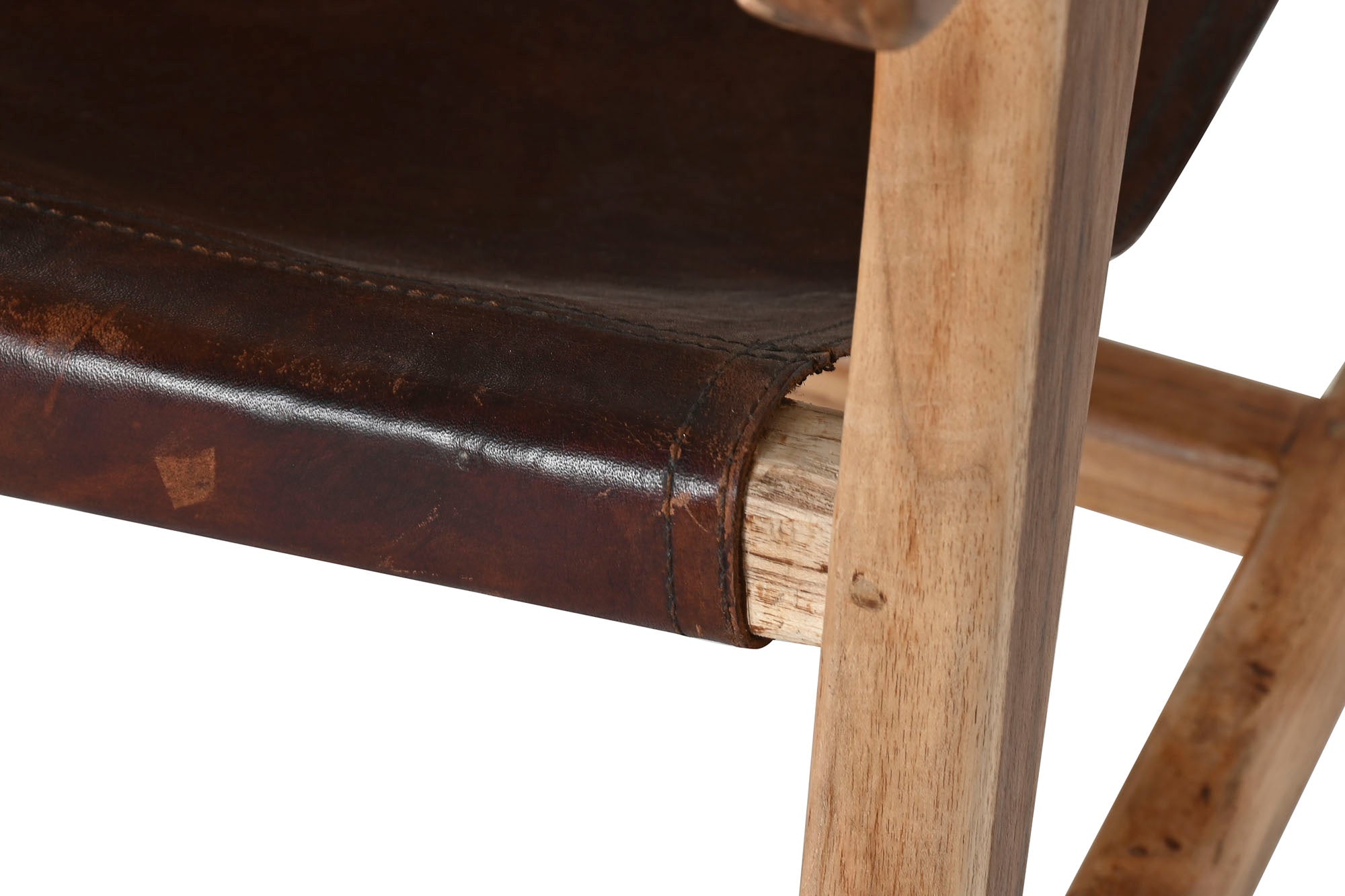 Poltrona de couro de teca 68x86x86 com apoio de cabeça