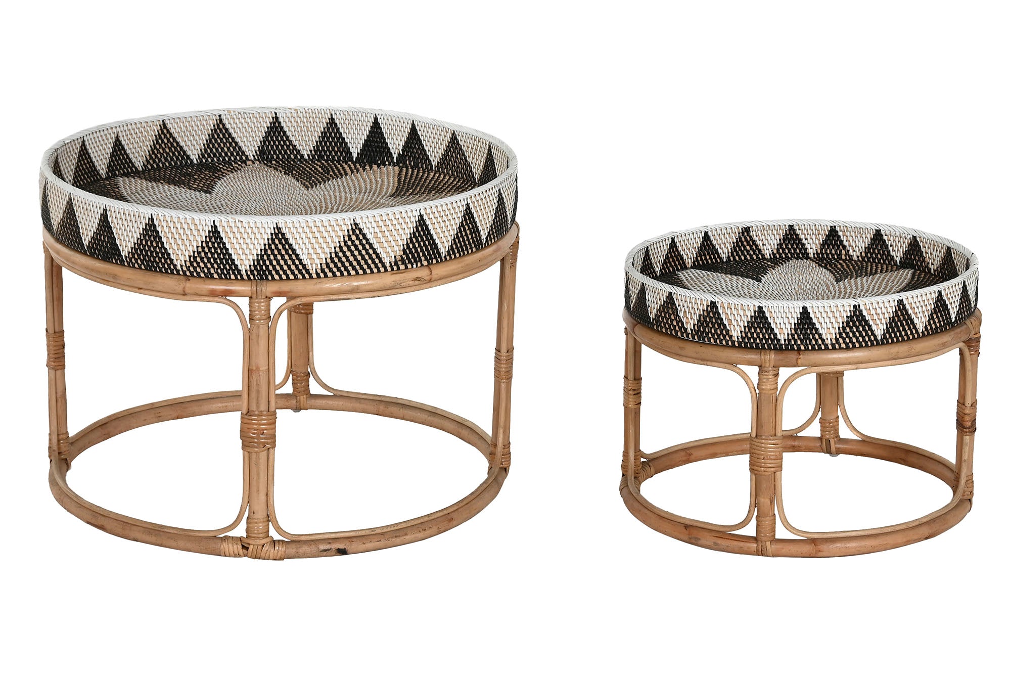 Conjunto de mesa de centro 2 rattan 70x70x52 5,50 feito à mão
