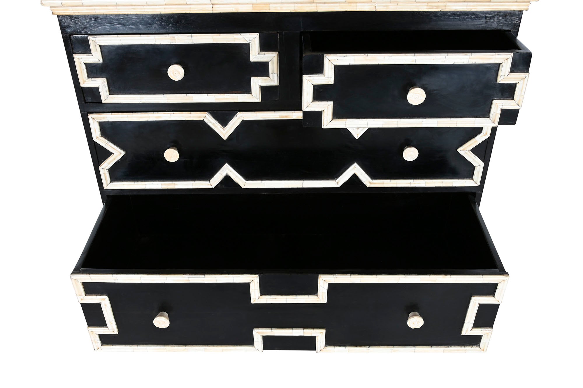 Comoda Hueso 111X51X99 Taracea Hecho A Mano Negro