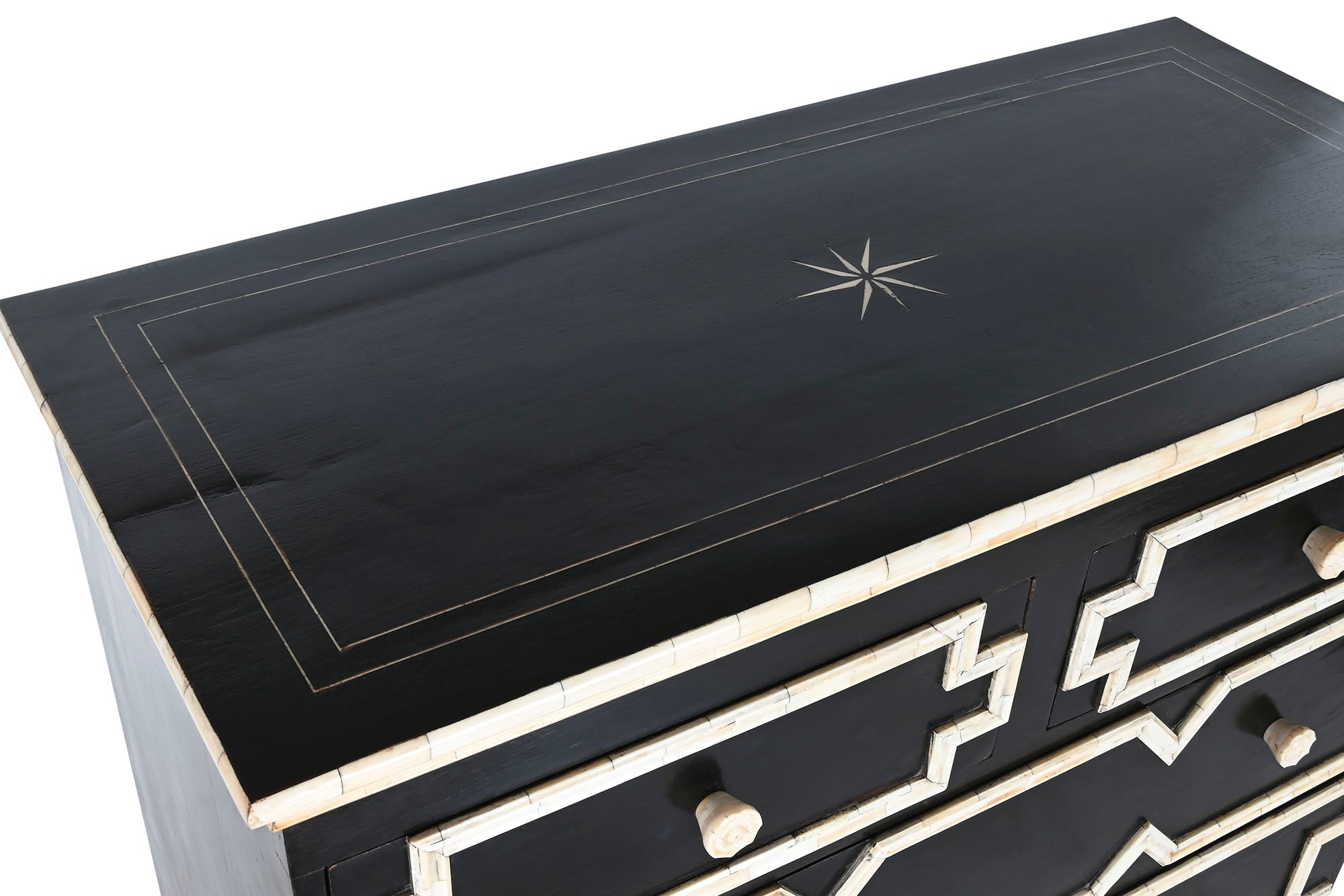 Comoda Hueso 111X51X99 Taracea Hecho A Mano Negro