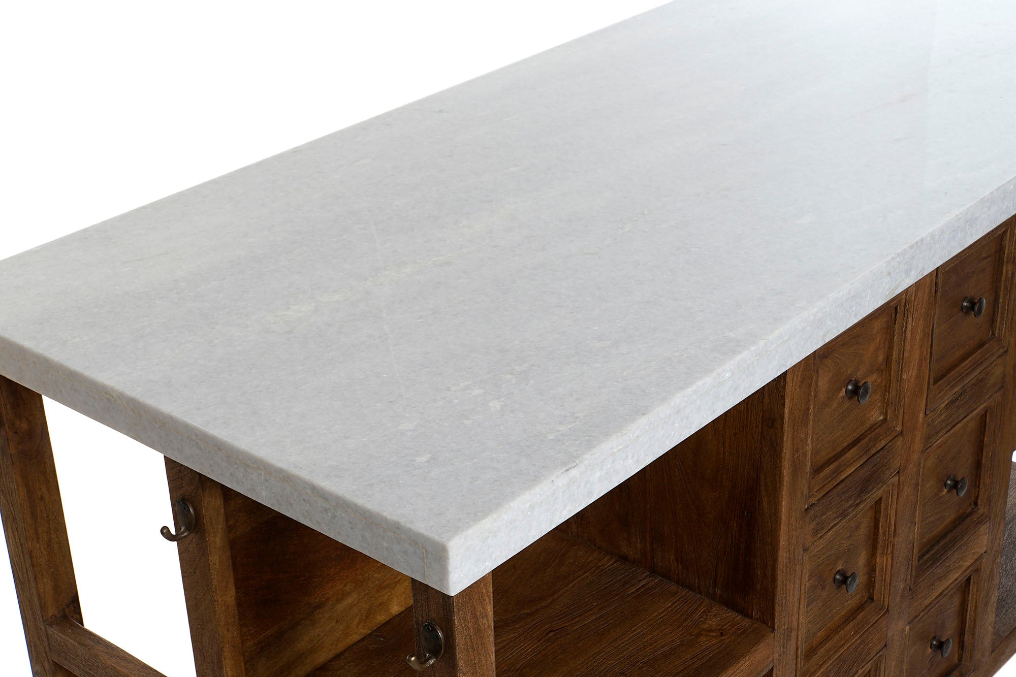 Isla Cocina Madera Marmol 168X76X92 6 Caj 4 Baldas
