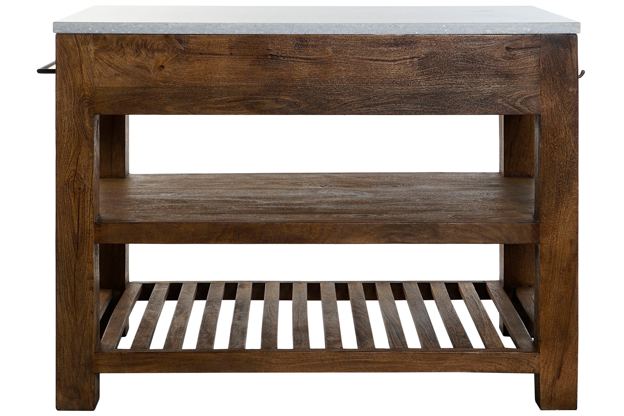 Isla Cocina Madera Marmol 119X70X93 2 Cajones