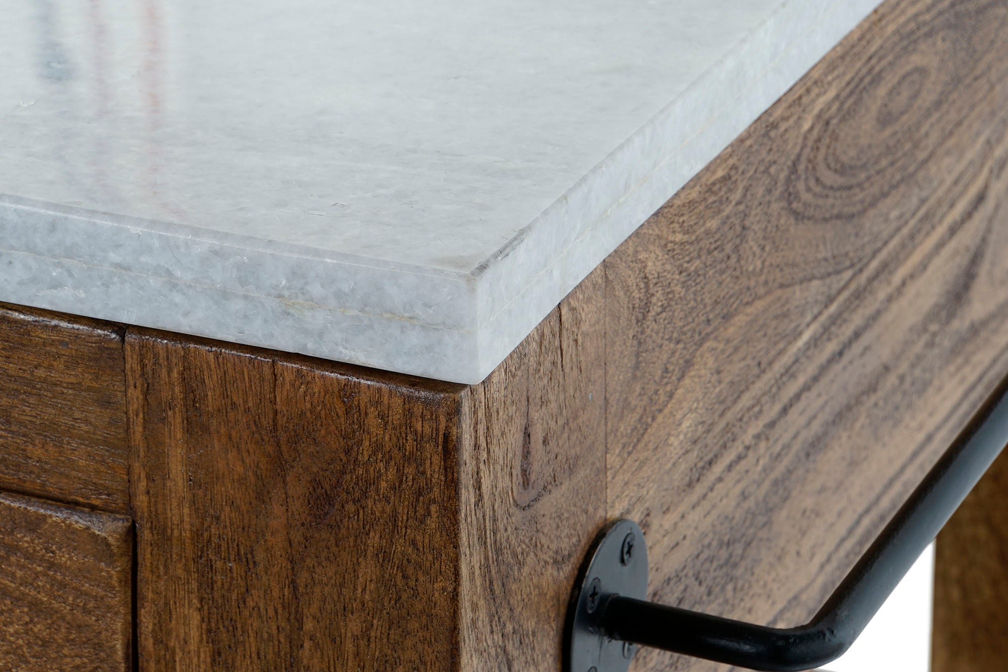 Isla Cocina Madera Marmol 119X70X93 2 Cajones