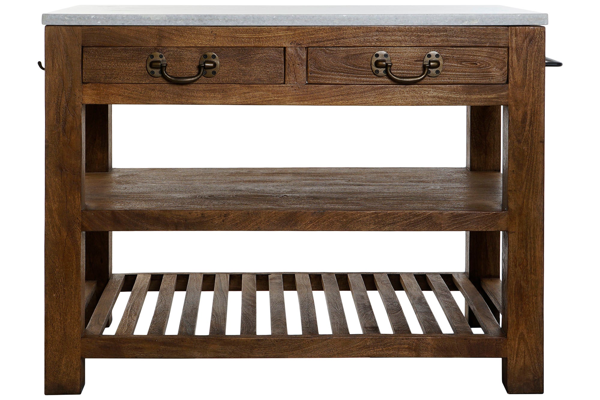 Isla Cocina Madera Marmol 119X70X93 2 Cajones
