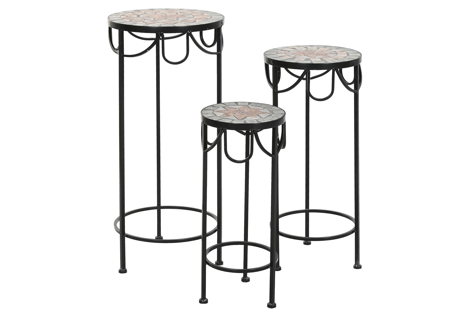 Mesita Auxiliar Set 3 Forja 30X30X69 Mosaico