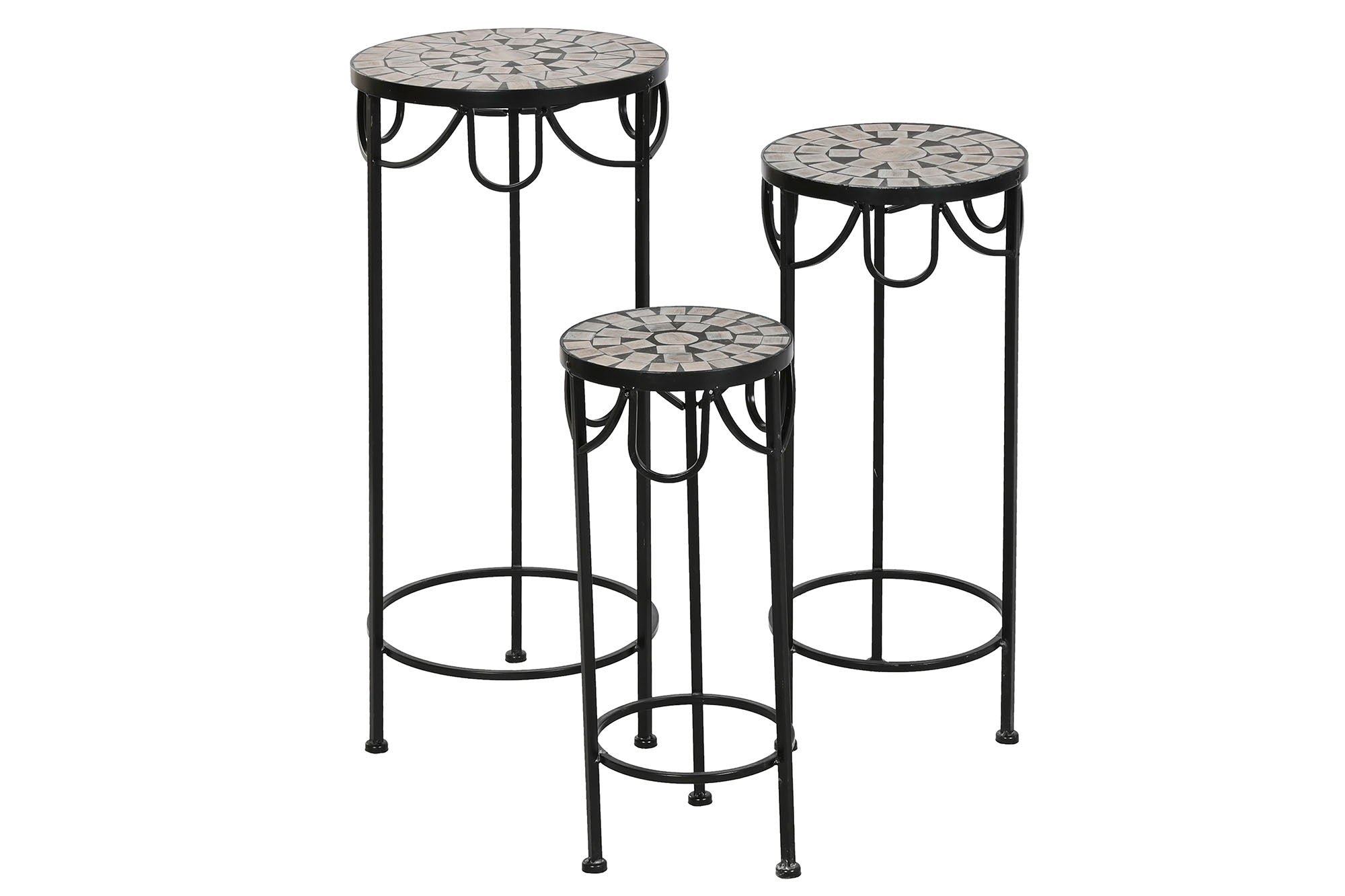 Mesita Auxiliar Set 3 Forja 30X30X69 Mosaico