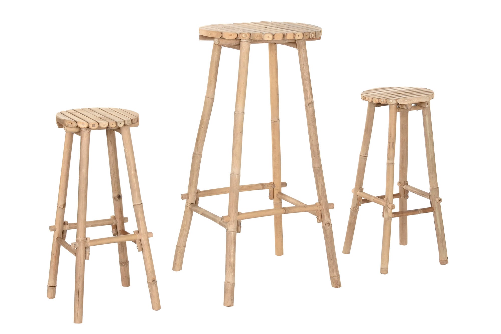 Bar Table Set 3 Bamboo 50X50X105 2 Stools