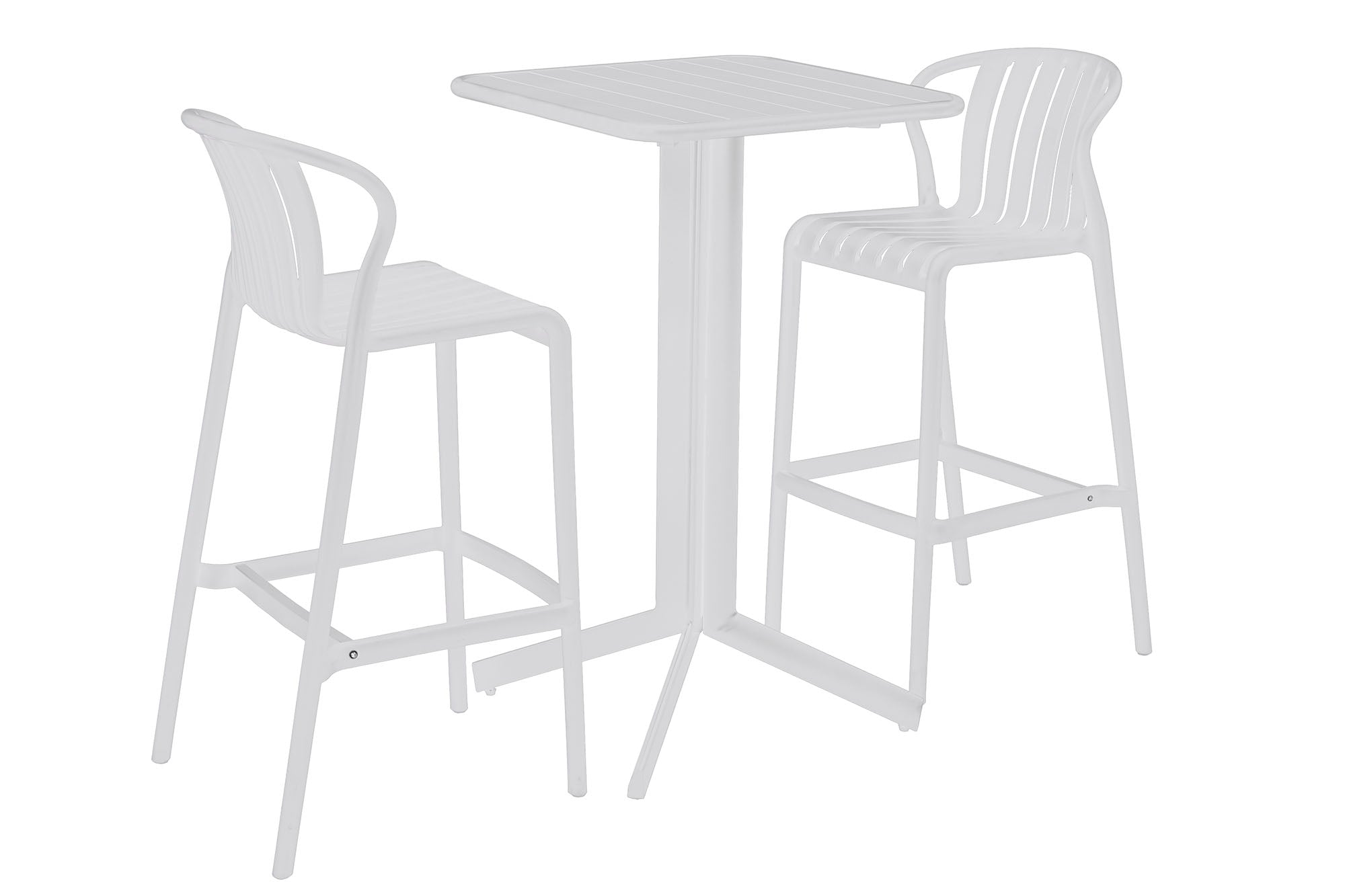 Mesa Bar Set 3 Pp Metal 60X60X102 Taburete Blanco