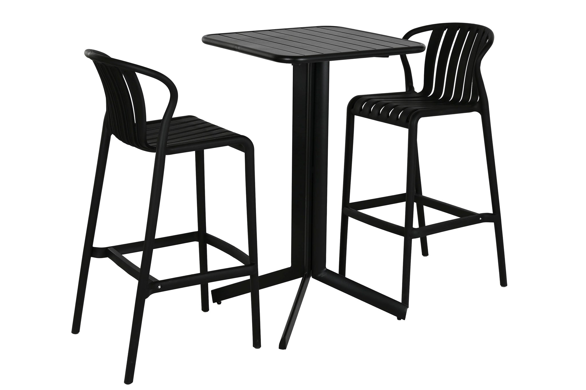 Mesa Bar Set 3 Pp Metal 60X60X102 Taburete Negro