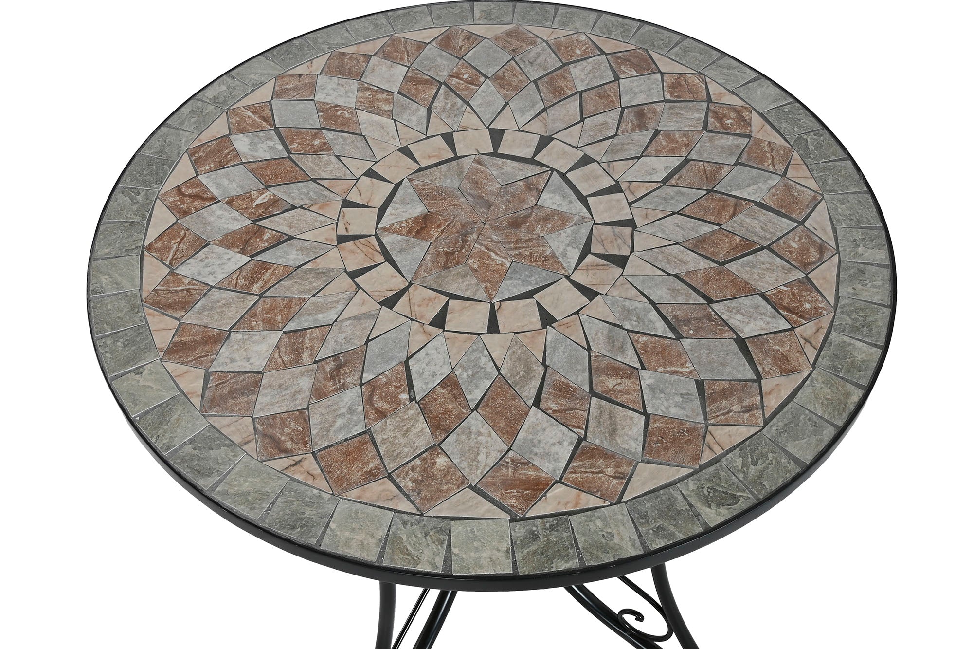 Mesa Redonda Comedor Metal Ceramica 80X80X76 Negro