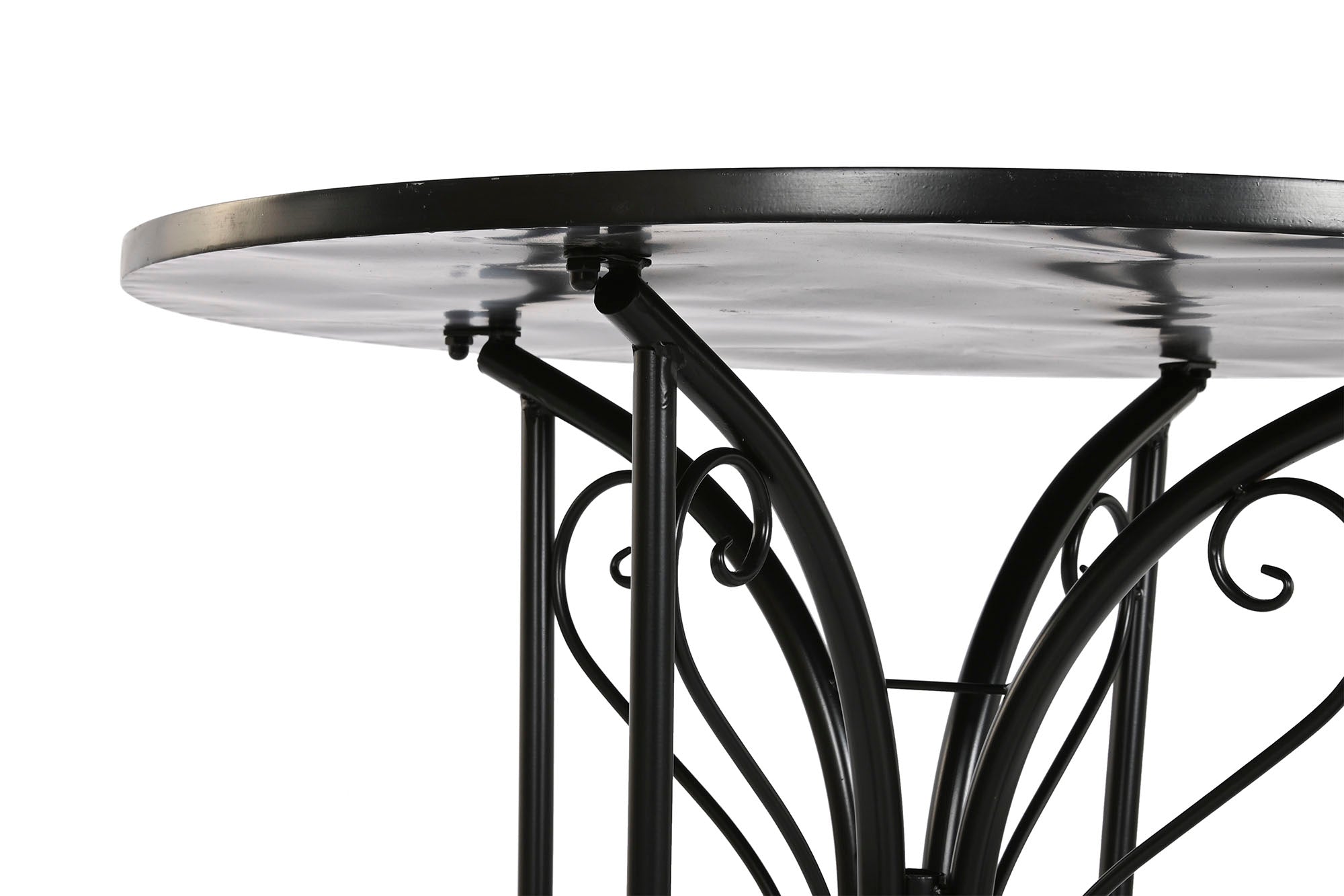 Mesa Redonda Comedor Metal Ceramica 80X80X76 Negro