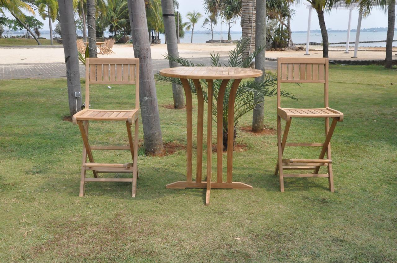 Mesa Bar Teca 90X90X110 Natural Marron