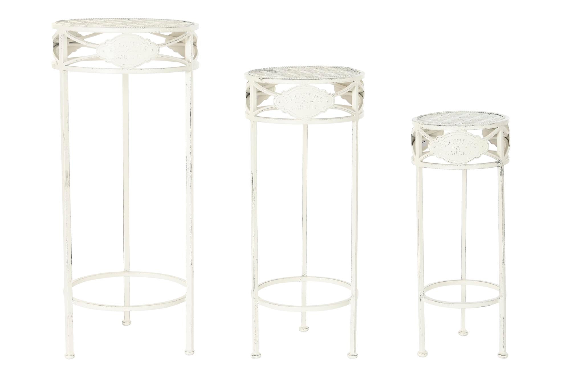 Conjunto de 3 mesas laterais de metal 30,5x30,5x70 4,00